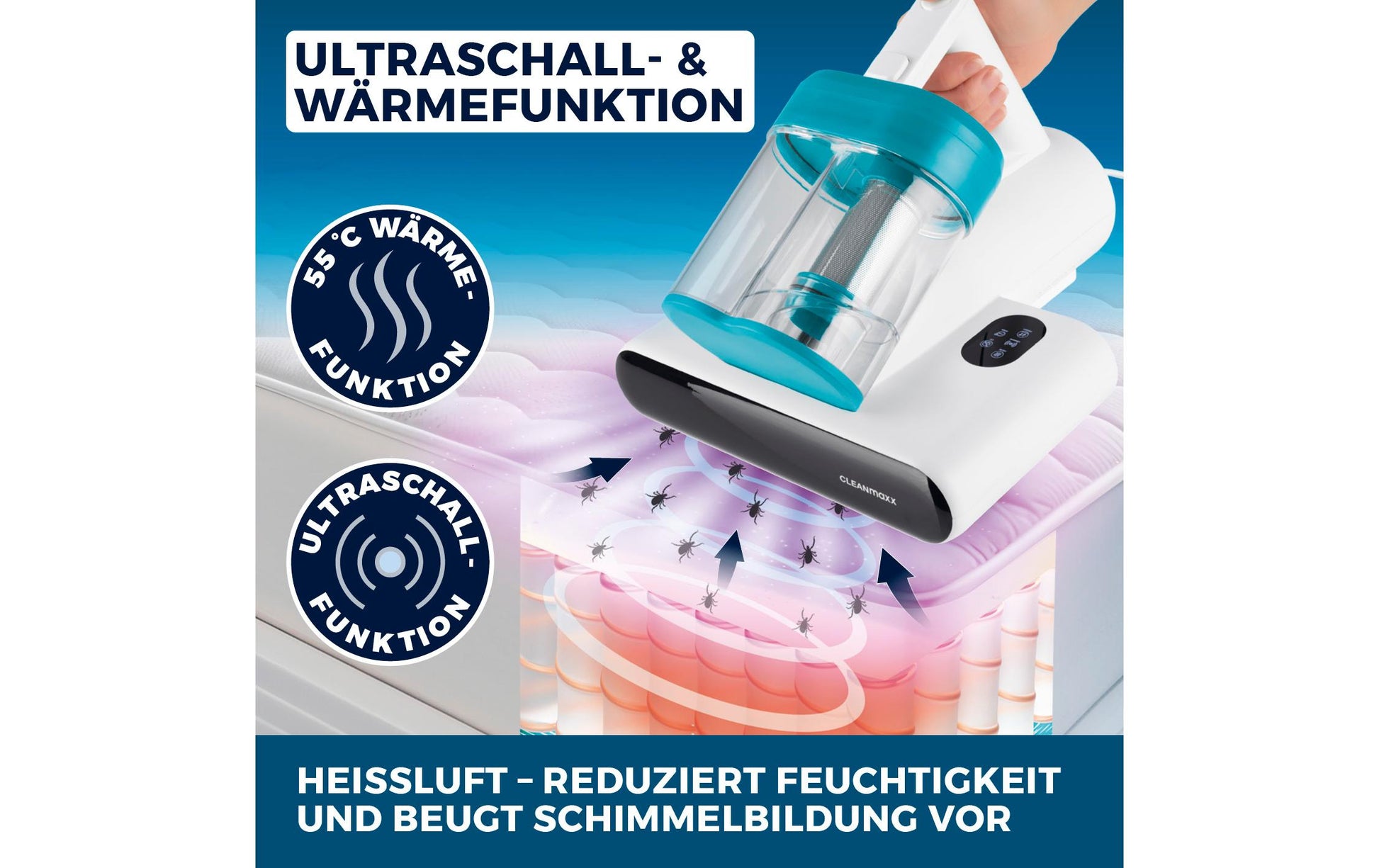 Cleanmaxx Matratzenreiniger – 400 W, 0,5 l, Netzbetrieb, Kabel 5,0 m