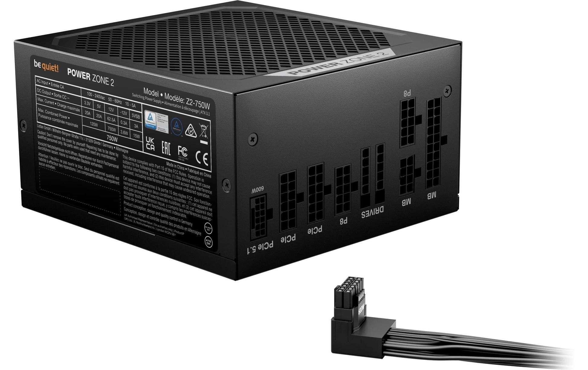 be quiet! be quiet POWER ZONE 2 ATX-Netzteil 750 W 80 PLUS Platinum – vollmodular, ATX 3,1, EPS 2,92, 12VHPWR