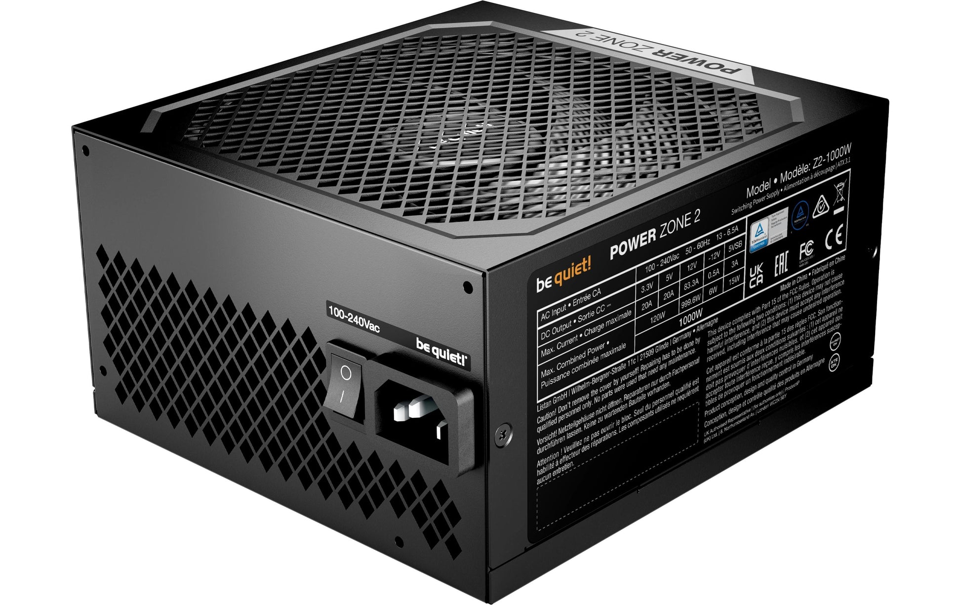 be quiet! be quiet POWER ZONE 2 ATX-Netzteil 1000 W 80 PLUS Platinum – vollmodular, ATX 3,1, EPS 2,92, 12VHPWR