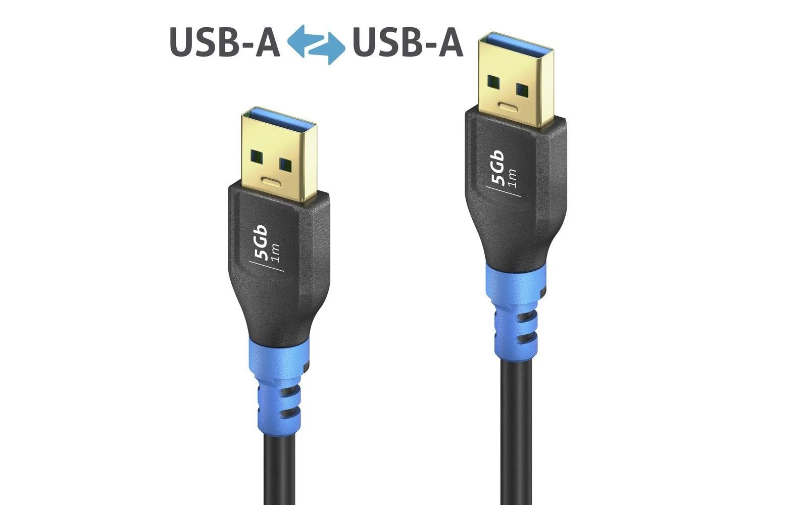 PureLink USB-A auf USB-A Kabel – USB 3.2 Gen 1 (5 Gbit/s) – 1 m – Schwarz