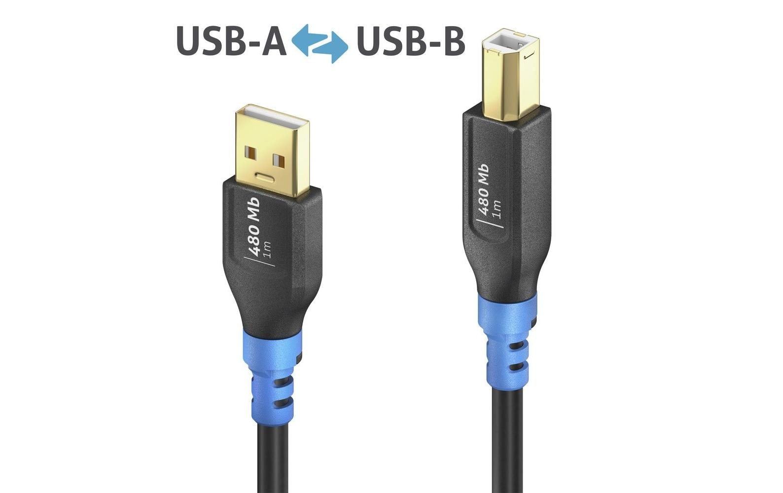 PureLink USB-Kabel, USB-A zu USB-B, 1,5 m, USB 2.0, Lade-/Datenkabel, FlexInstall