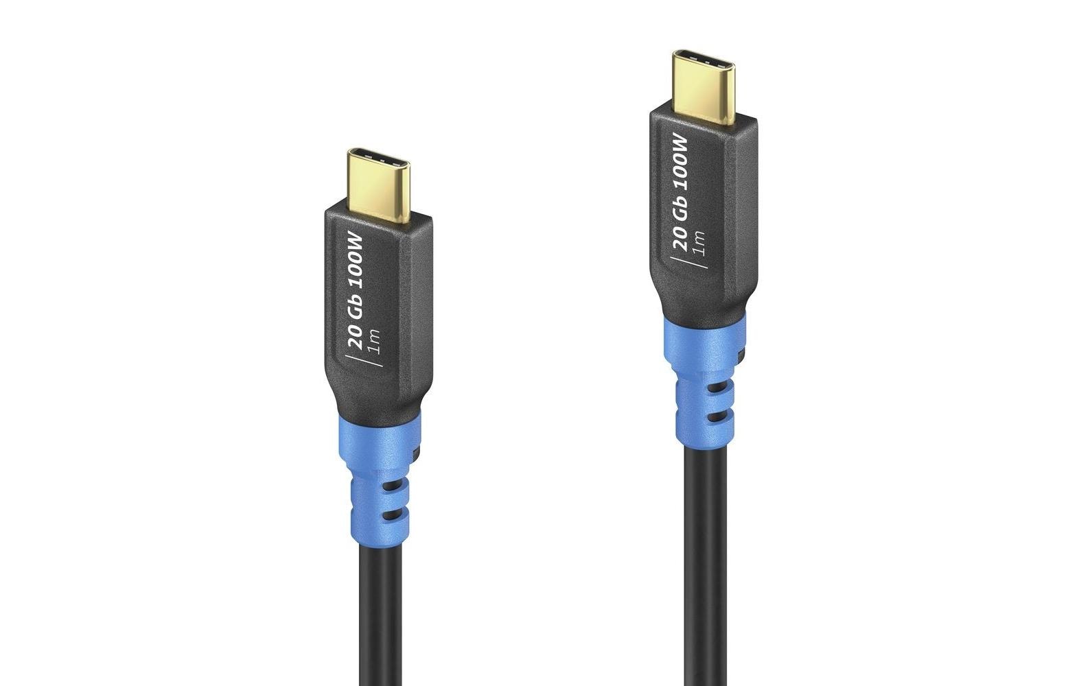 PureLink USB-C auf USB-C Kabel – USB4 20 Gbit/s – 1 m – PD 100 W – Schwarz