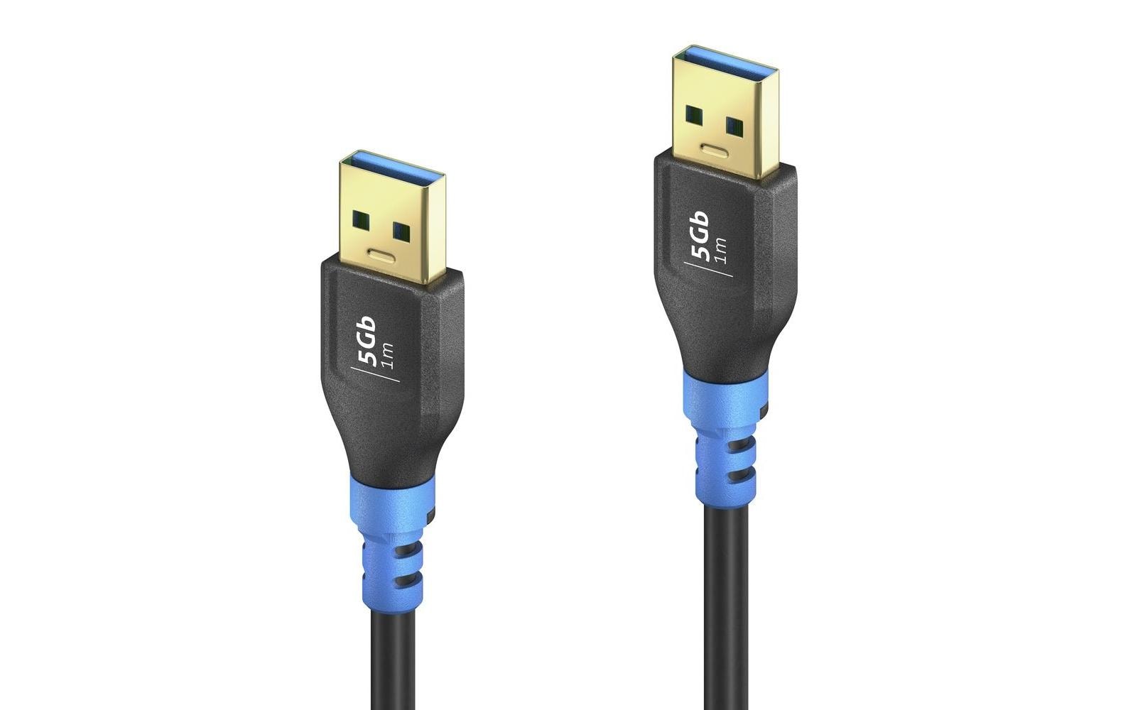 PureLink USB-A auf USB-A Kabel – USB 3.2 Gen 1 (5 Gbit/s) – 0,5 m – Schwarz/Blau