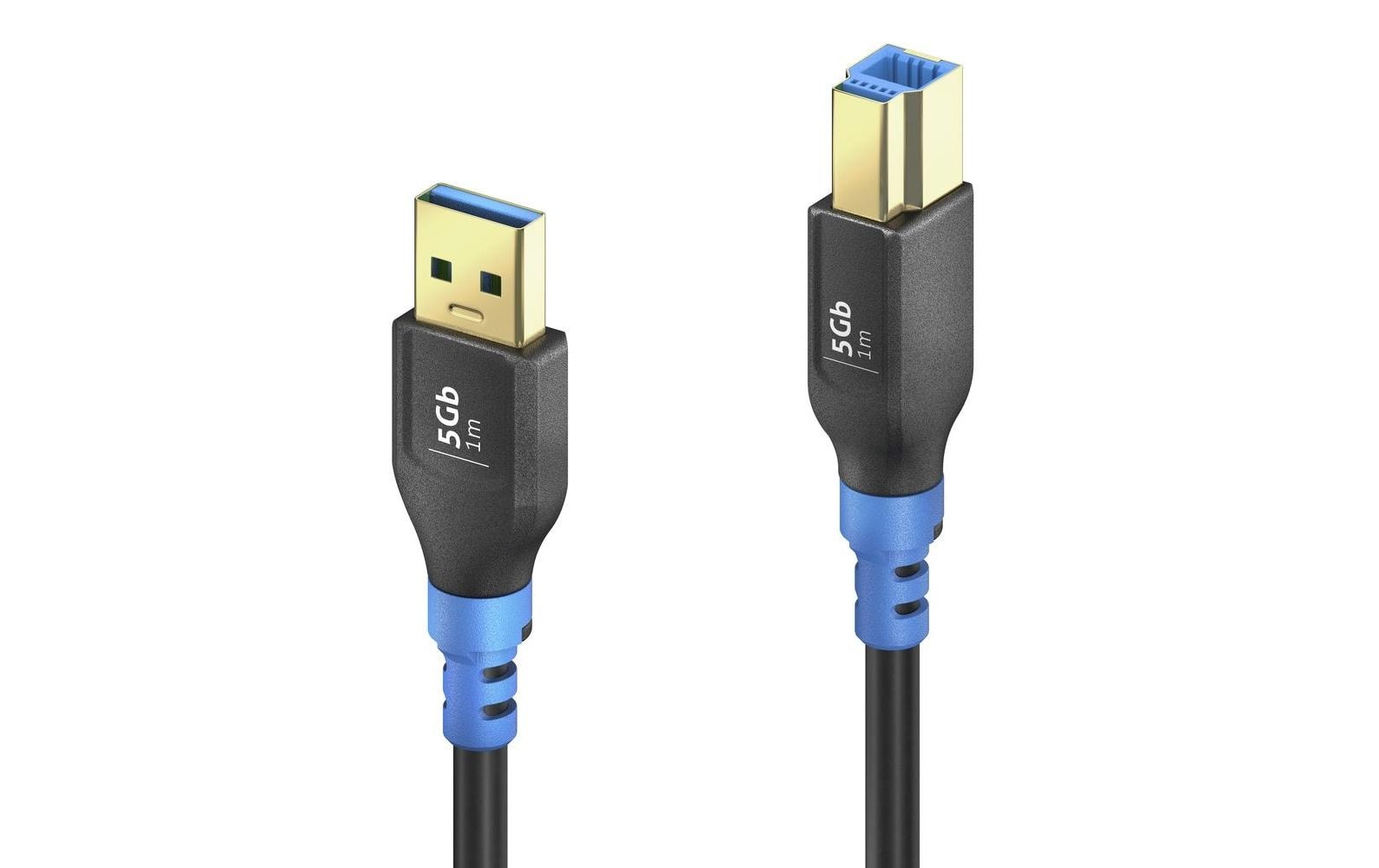 PureLink USB-A auf USB-B Kabel – USB 3.2 Gen 1 (5 Gbit/s) – 1 m – Schwarz