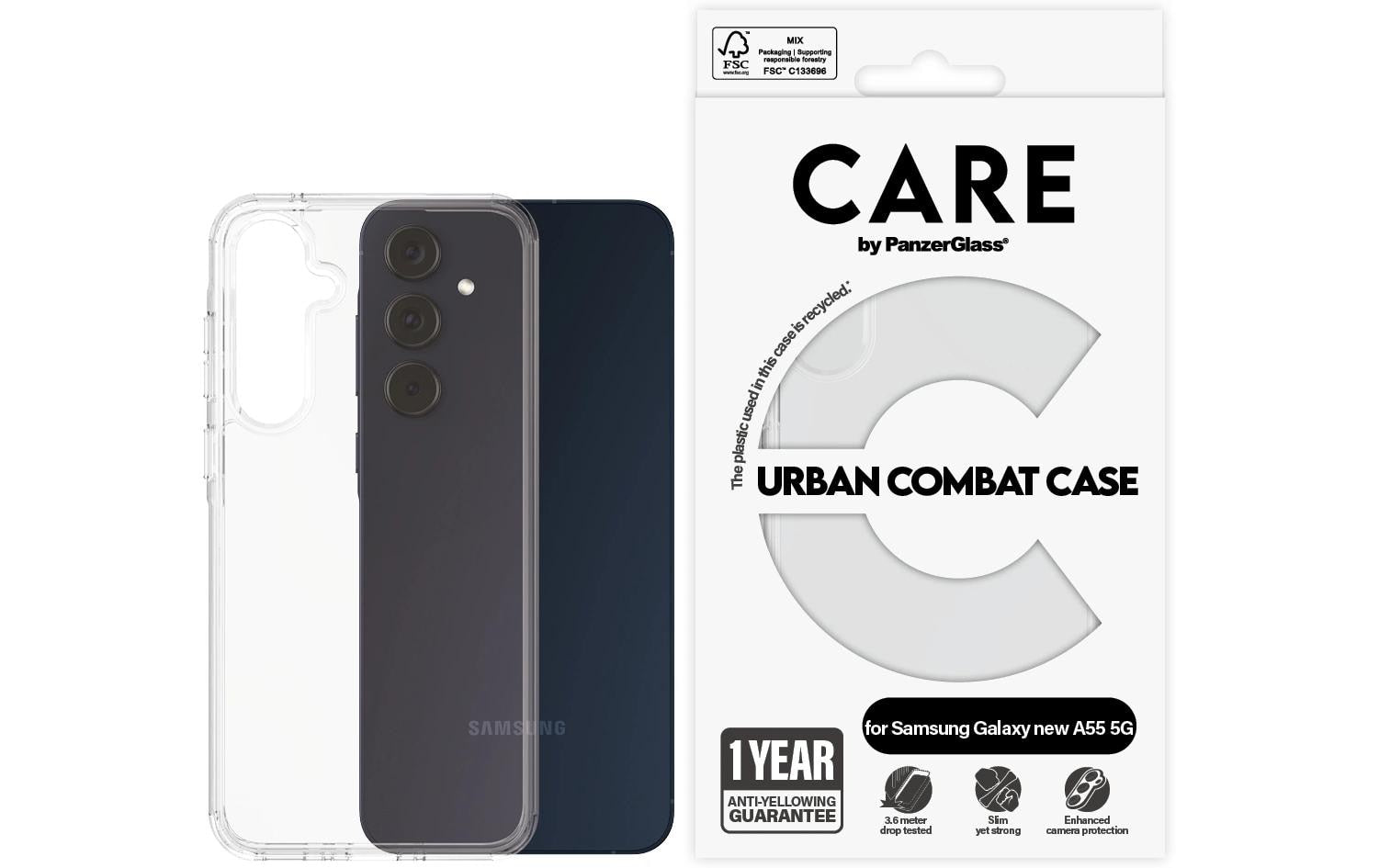 PanzerGlass CARE Backcover – für Samsung Galaxy A56 5G, Transparent, Urban Combat, bis 4,8 m Sturzsicher