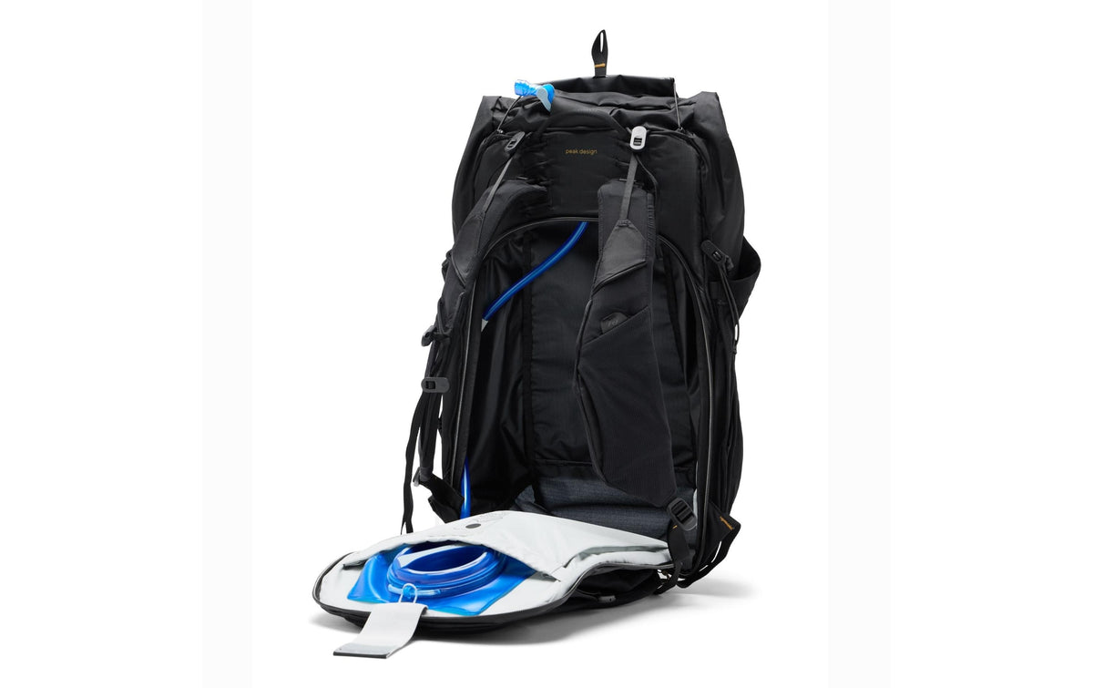 Peak Design Notebook-Rucksack – für 16", 34,5–45 l, wasserabweisend, Nylon – Schwarz, 310 × 780 × 170 mm