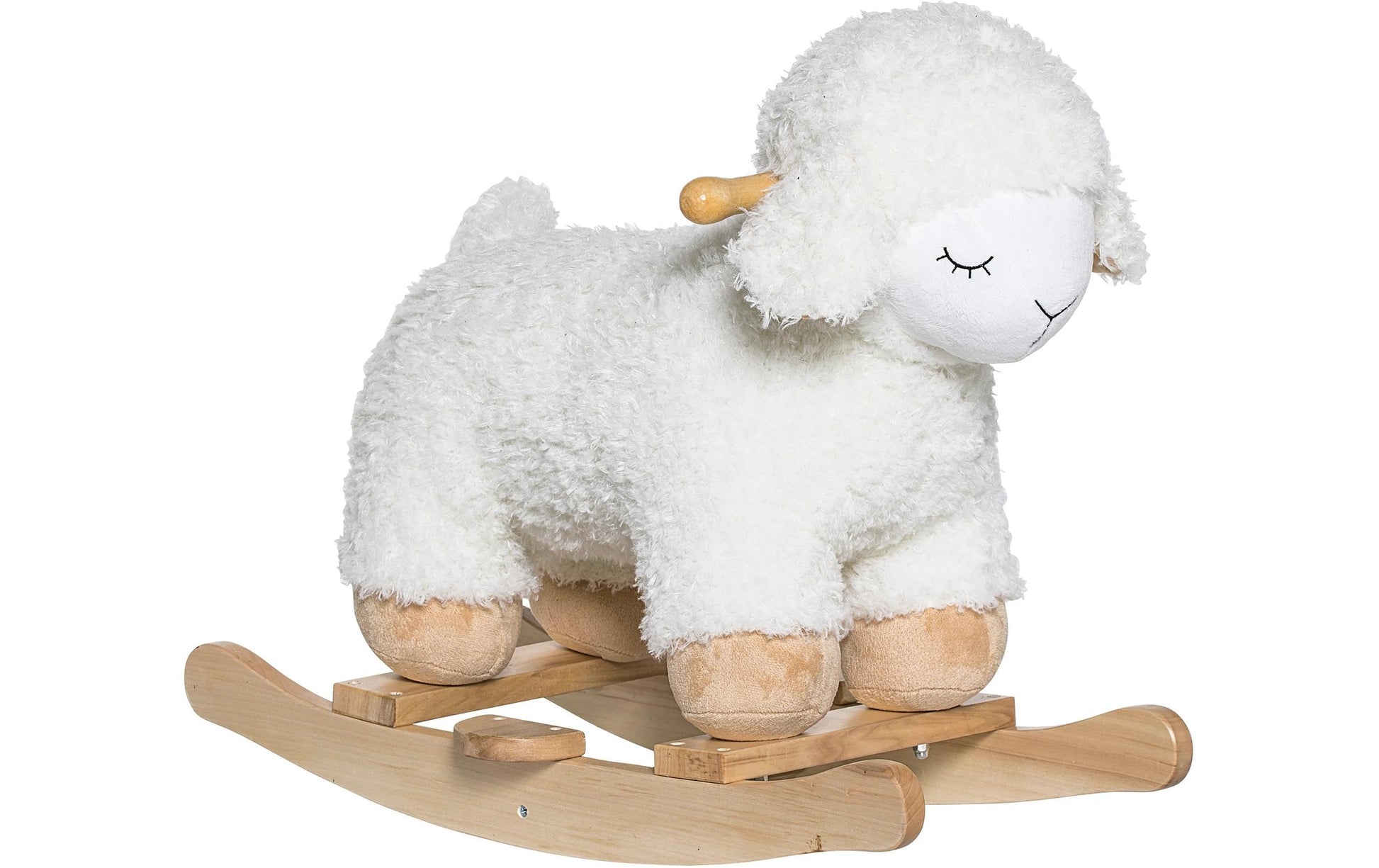 Bloomingville Plüschtier Schaukelschaf Laasrith – 48 cm – weiss/holzfarben – ab 1 Jahr