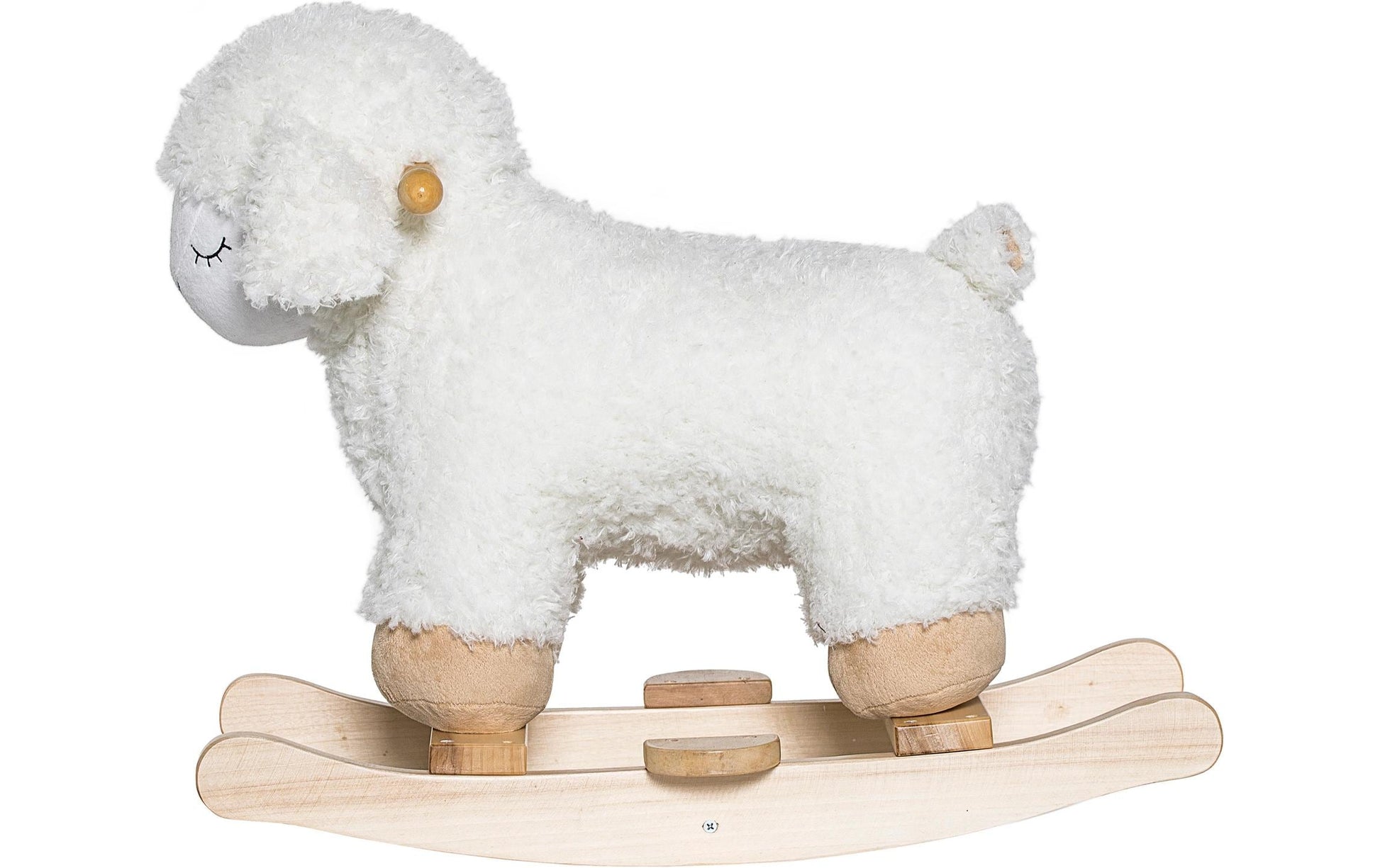 Bloomingville Plüschtier Schaukelschaf Laasrith – 48 cm – weiss/holzfarben – ab 1 Jahr