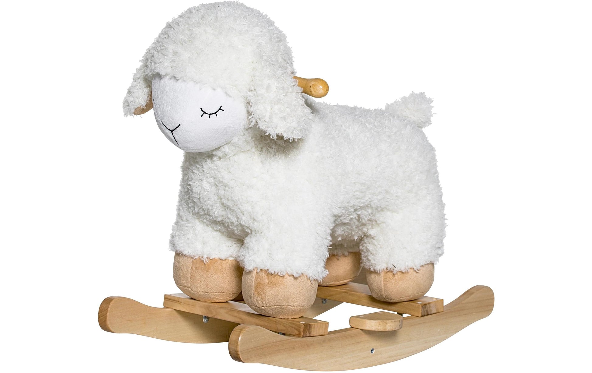 Bloomingville Plüschtier Schaukelschaf Laasrith – 48 cm – weiss/holzfarben – ab 1 Jahr