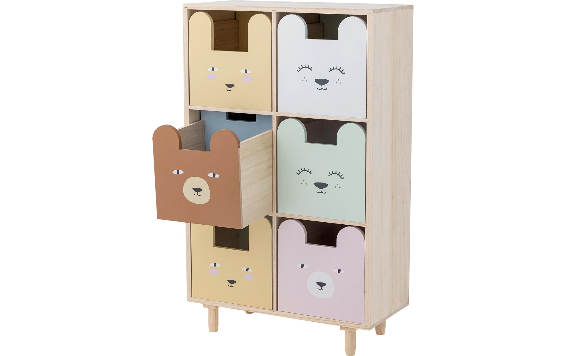 Bloomingville Büro-/Lagerregal freistehend Calle – 6 Böden – 55 × 25,5 × 88 cm – Paulownia – Mehrfarbig/Natur