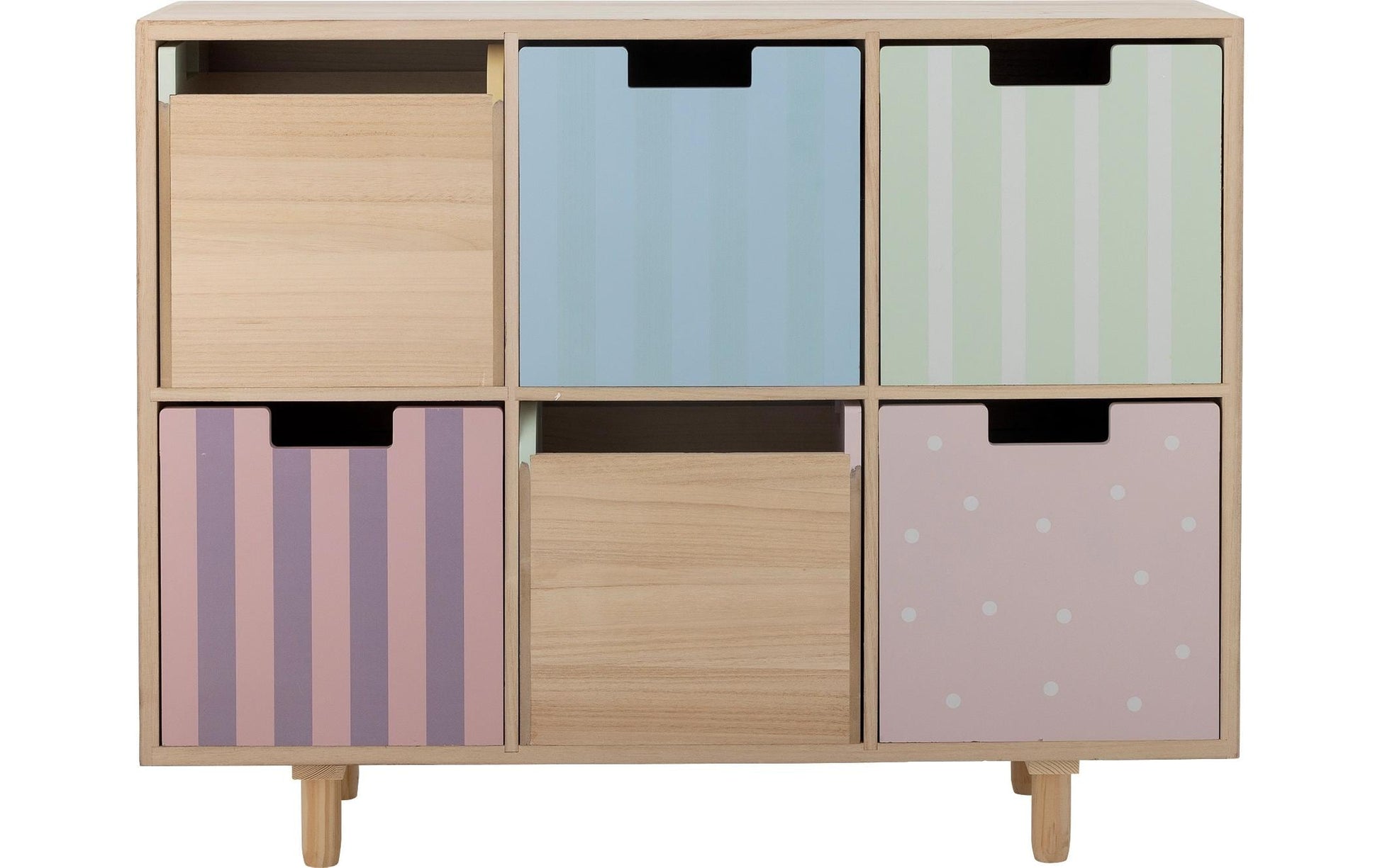 Bloomingville Büro-/Lagerregal freistehend Calle – 6 Böden – 55 × 25,5 × 88 cm – Paulownia – Mehrfarbig/Natur
