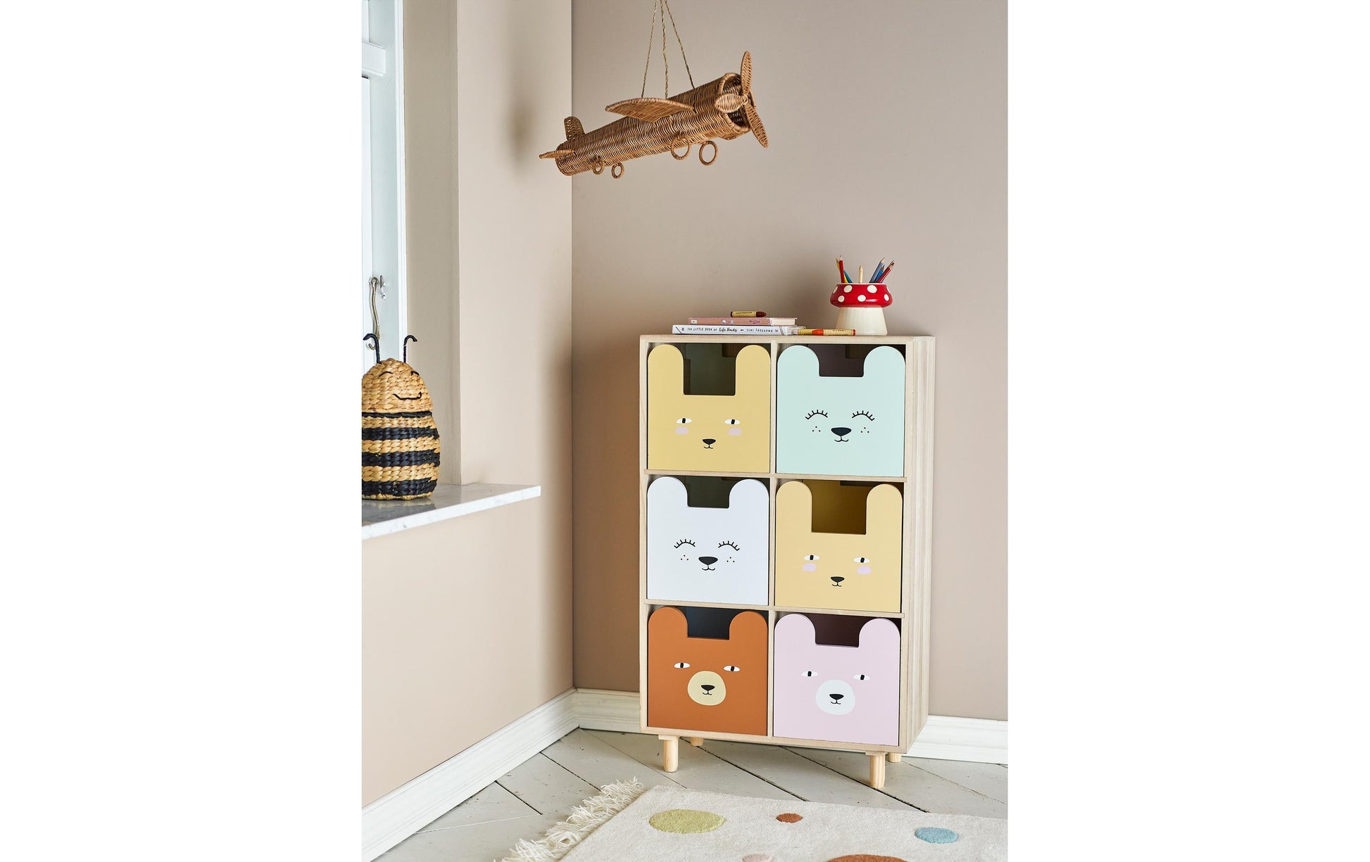 Bloomingville Büro-/Lagerregal freistehend Calle – 6 Böden – 55 × 25,5 × 88 cm – Paulownia – Mehrfarbig/Natur
