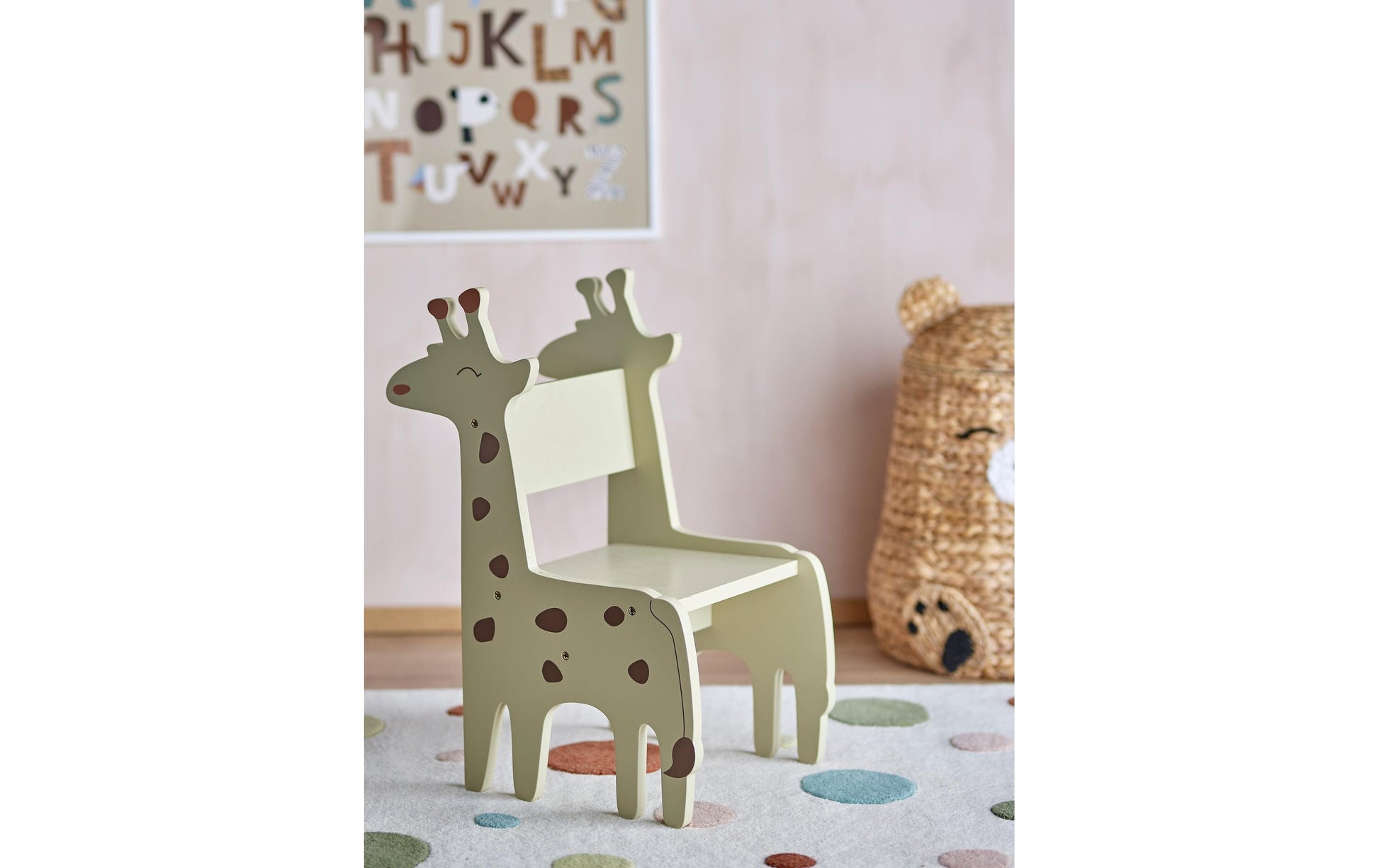 Bloomingville Kinderstuhl Ibber Giraffe 82062599 – 34 × 45 × 62 cm – MDF & Eisen – Grau