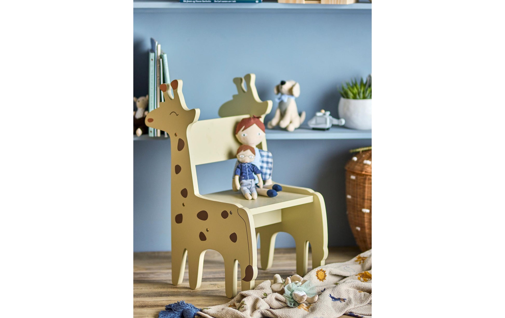 Bloomingville Kinderstuhl Ibber Giraffe 82062599 – 34 × 45 × 62 cm – MDF & Eisen – Grau