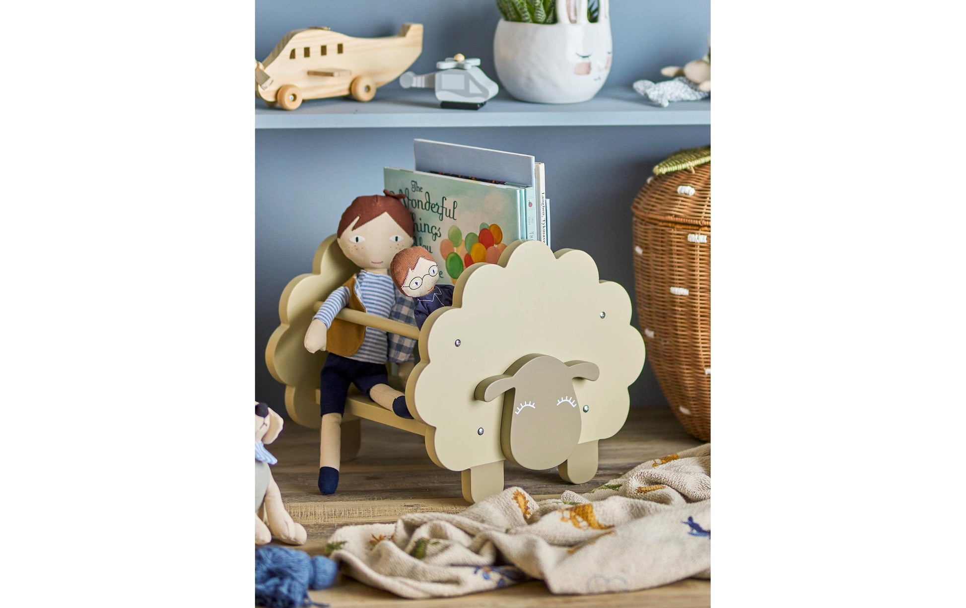 Bloomingville Bücherregal, Dolly Schaf – 1 Boden – 35,0 × 30,5 × 30,0 cm – grau – MDF/Eisen