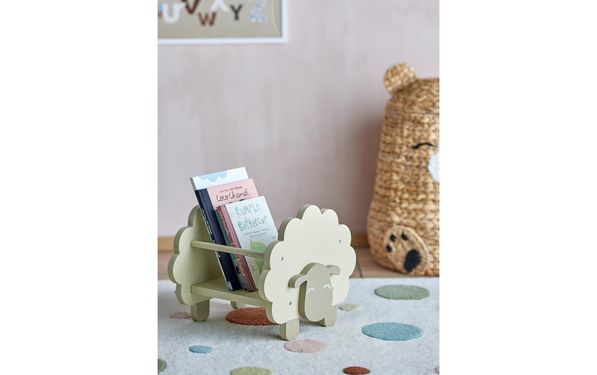 Bloomingville Bücherregal, Dolly Schaf – 1 Boden – 35,0 × 30,5 × 30,0 cm – grau – MDF/Eisen
