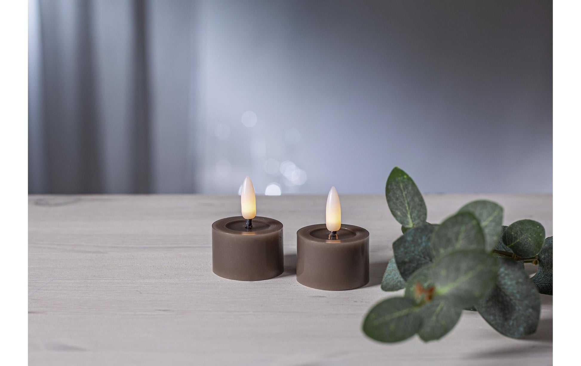 Star Trading LED-Teelicht Flow – CR2032 (2×, inkl.), Timer, IP20 – Braun
