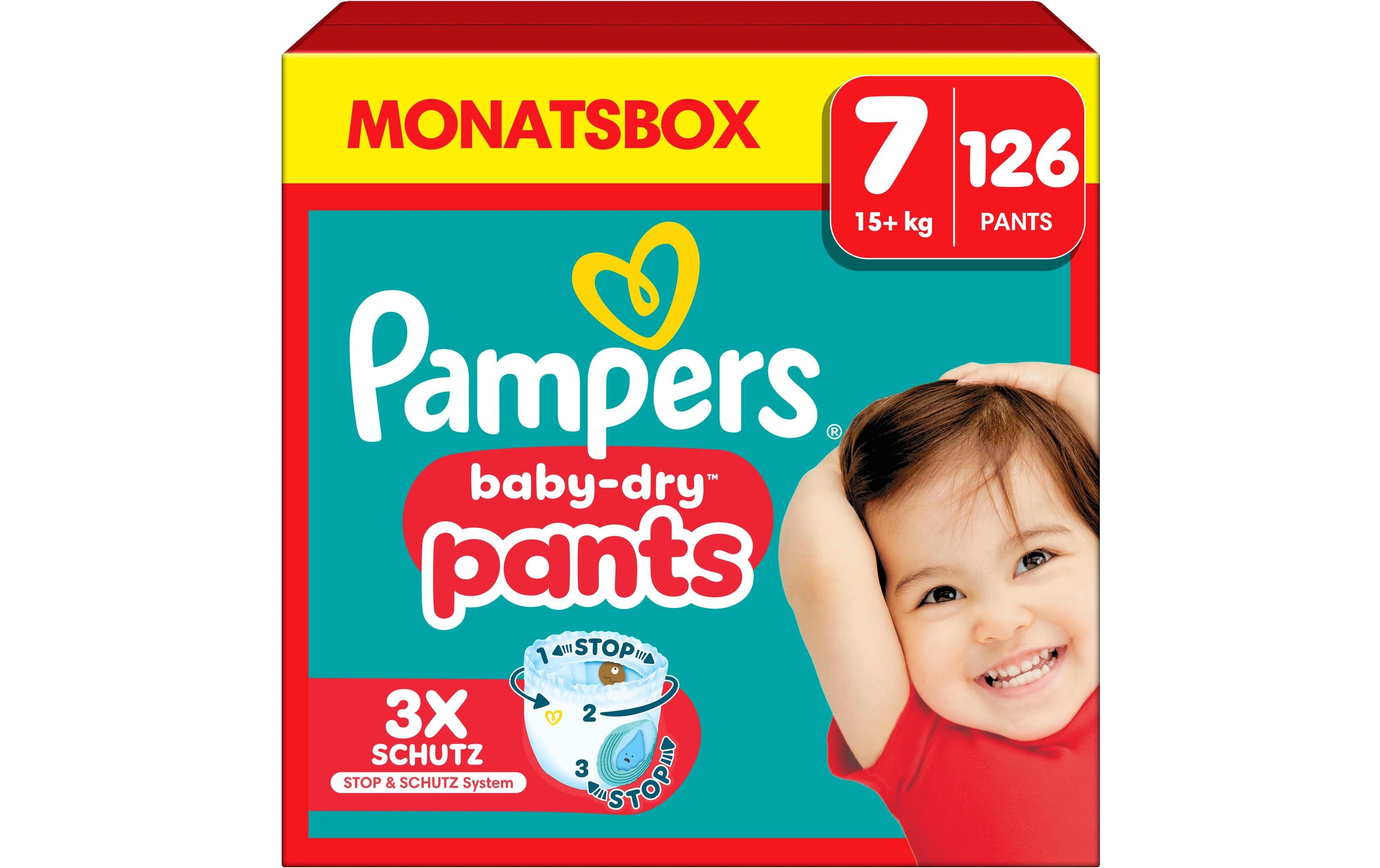 Pampers Windeln Baby Dry Pants – Grösse 7 (17+ kg), 126 Stk – weiss