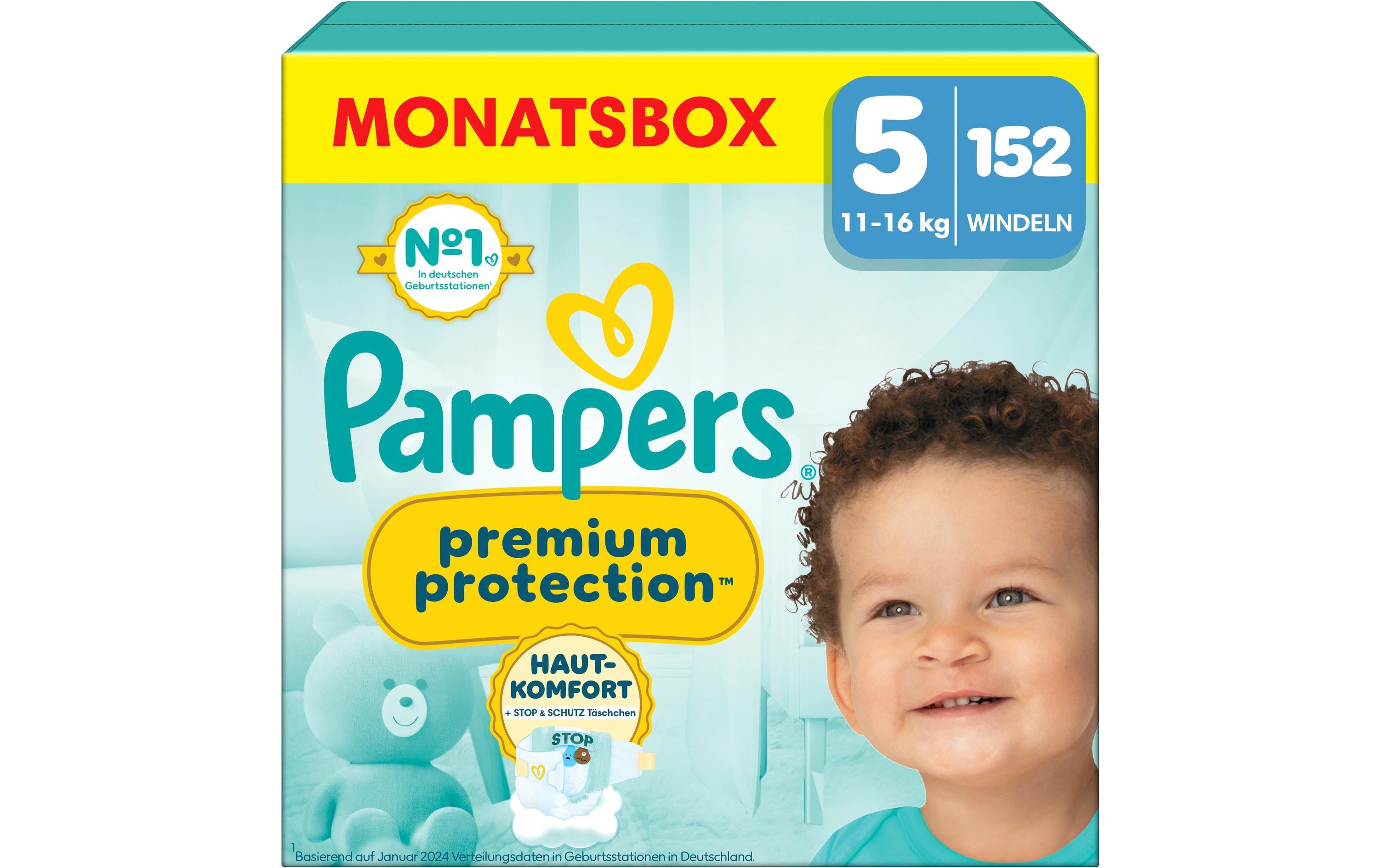 Pampers Windeln Premium Protection – Gr. 5 (11–16 kg) – 152 Stk