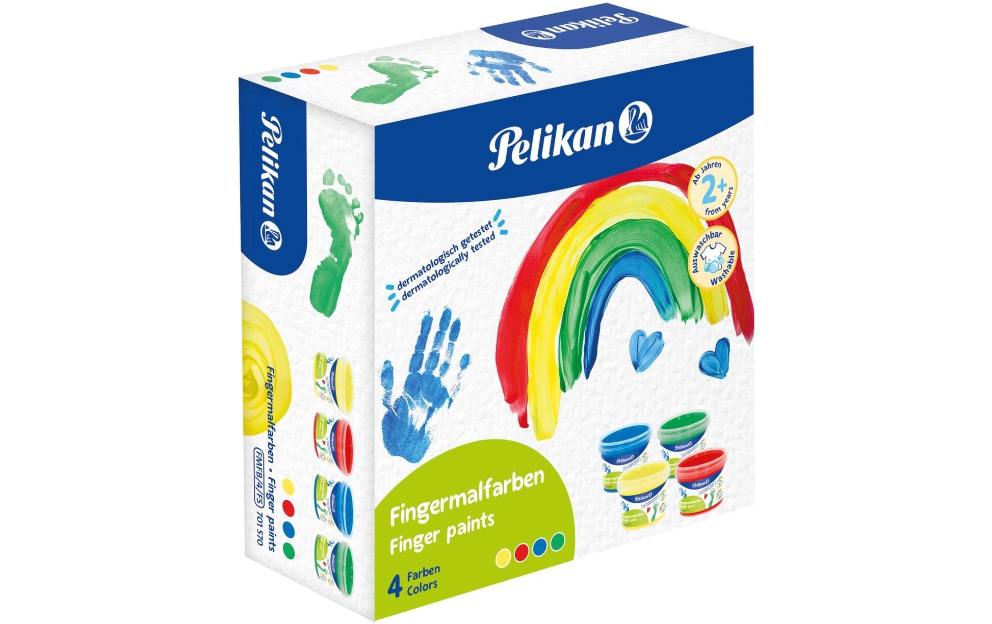 Pelikan Basis Fingerfarben – Blau/Grün/Rot/Gelb – 4 Farben, Box