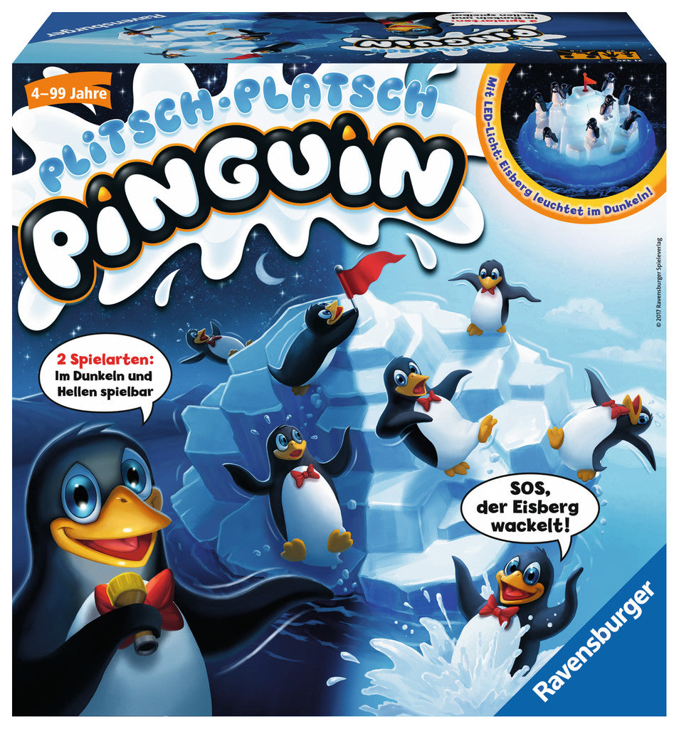 Ravensburger Plitsch Platsch Pinguin – Geschicklichkeitsspiel, 1–5 Spieler, ab 4 Jahren, 15 Min., DE/FR/IT