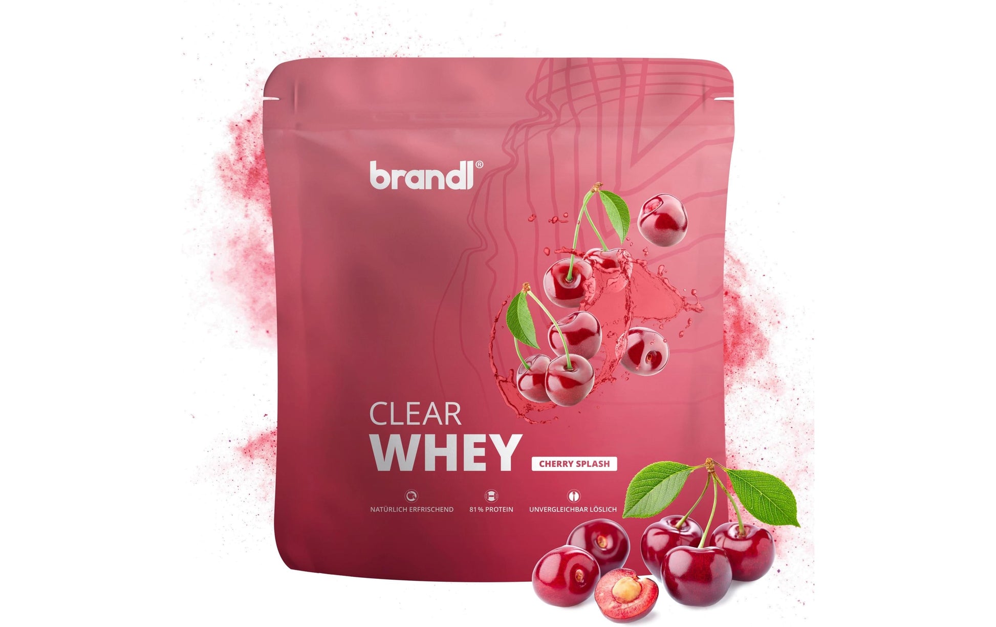 Brandl Nutrition Clear Whey Protein Pulver – Kirsche, zuckerfrei – 800 g