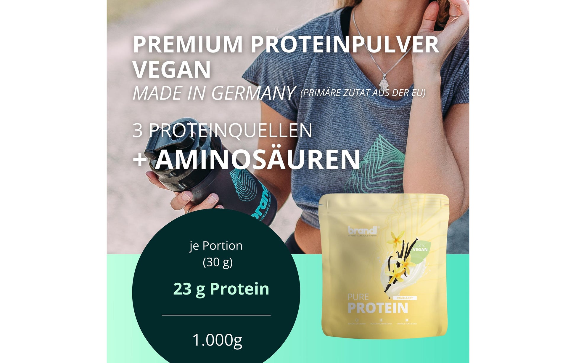 Brandl Nutrition Pure Protein 2.0 – Vanille, glutenfrei – 1 × 1 kg