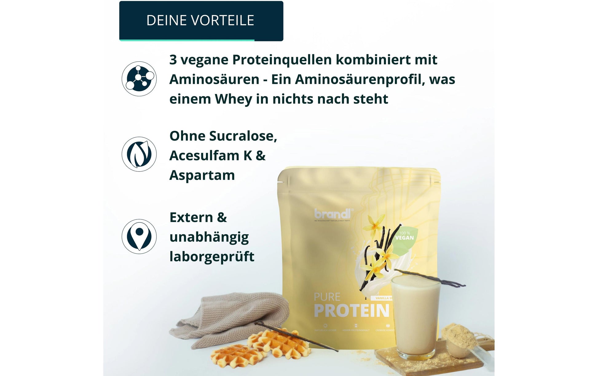 Brandl Nutrition Pure Protein 2.0 – Vanille, glutenfrei – 1 × 1 kg