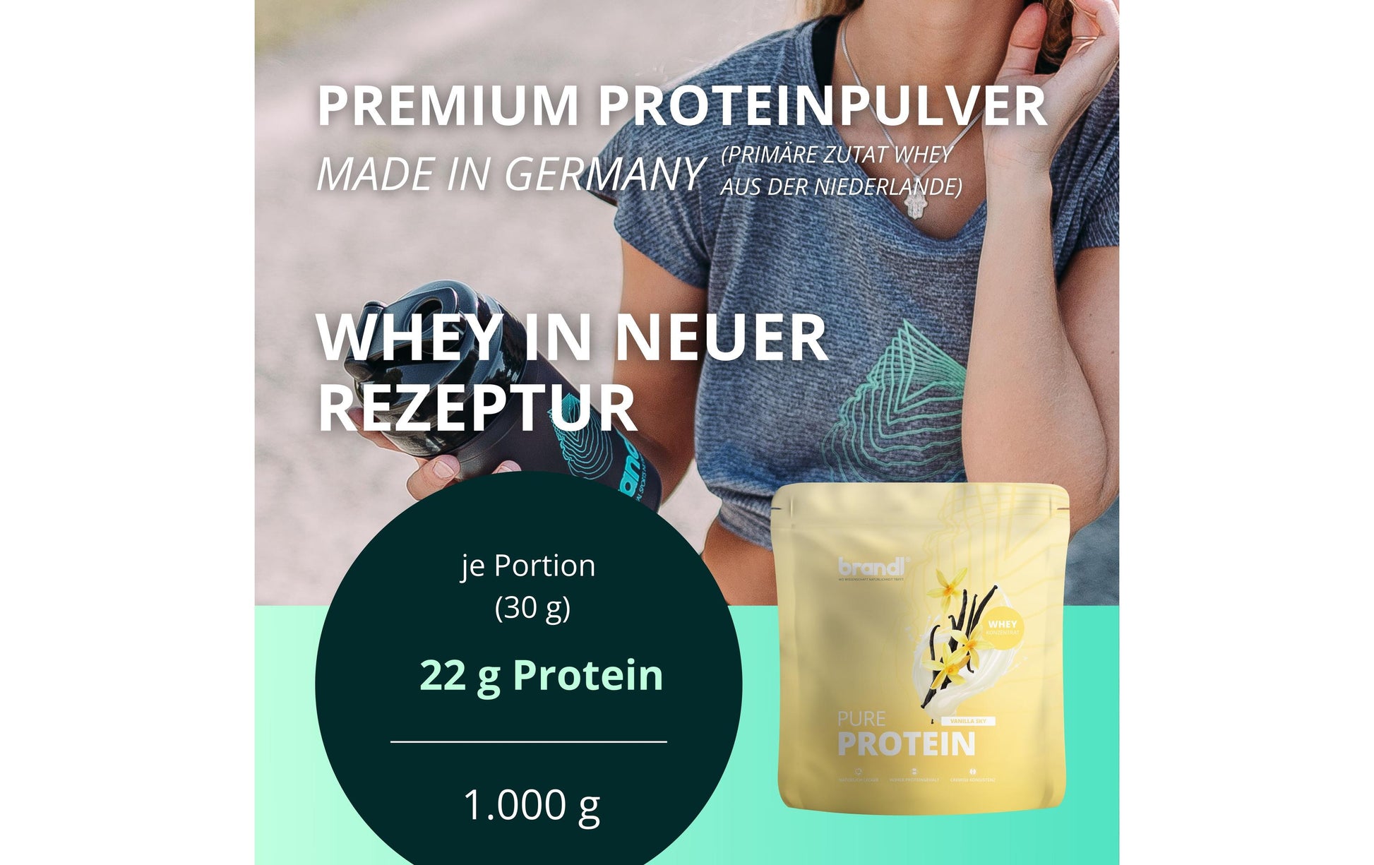 Brandl Nutrition Whey Protein Vanille – glutenfrei – 1 kg