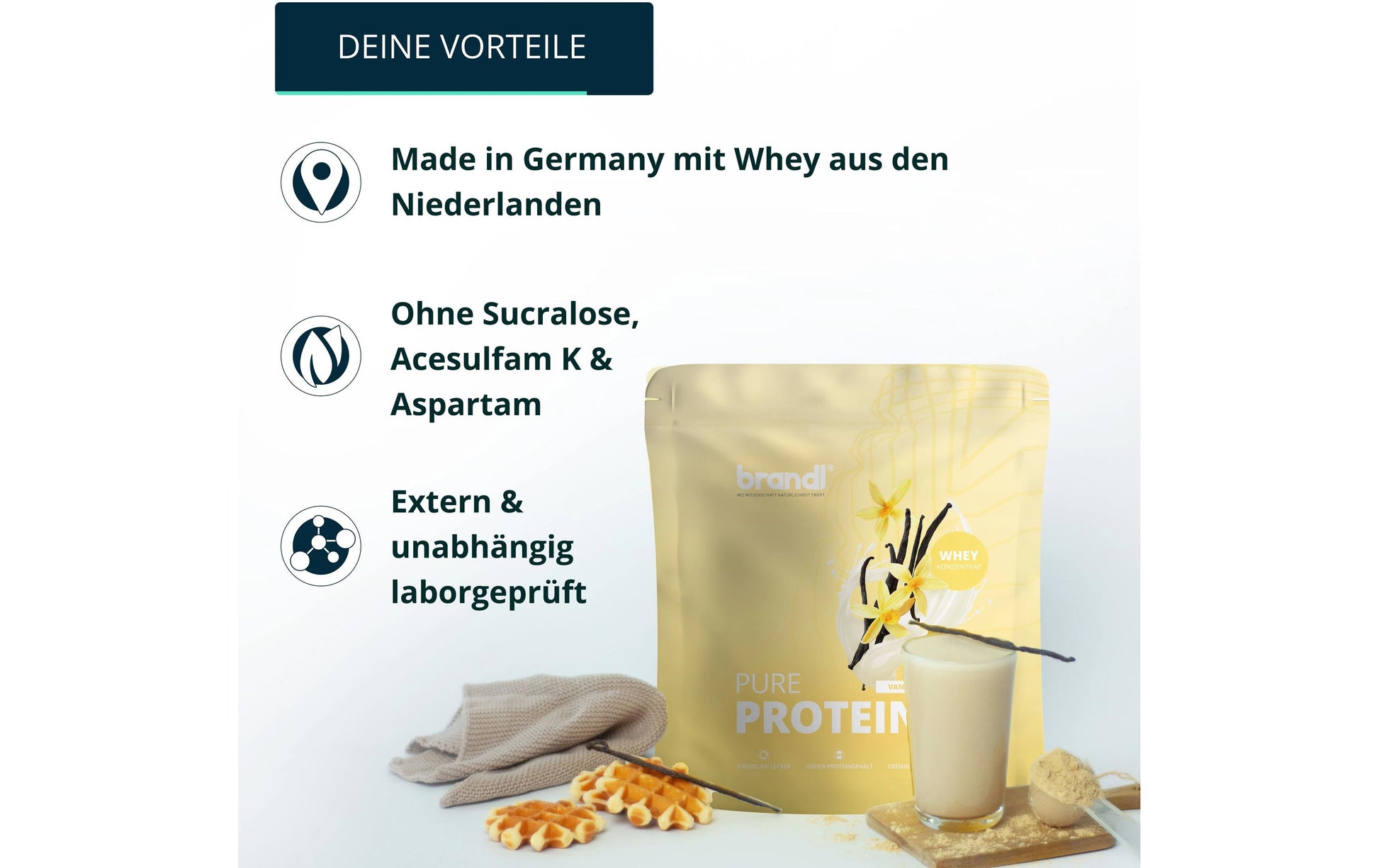 Brandl Nutrition Whey Protein Vanille – glutenfrei – 1 kg