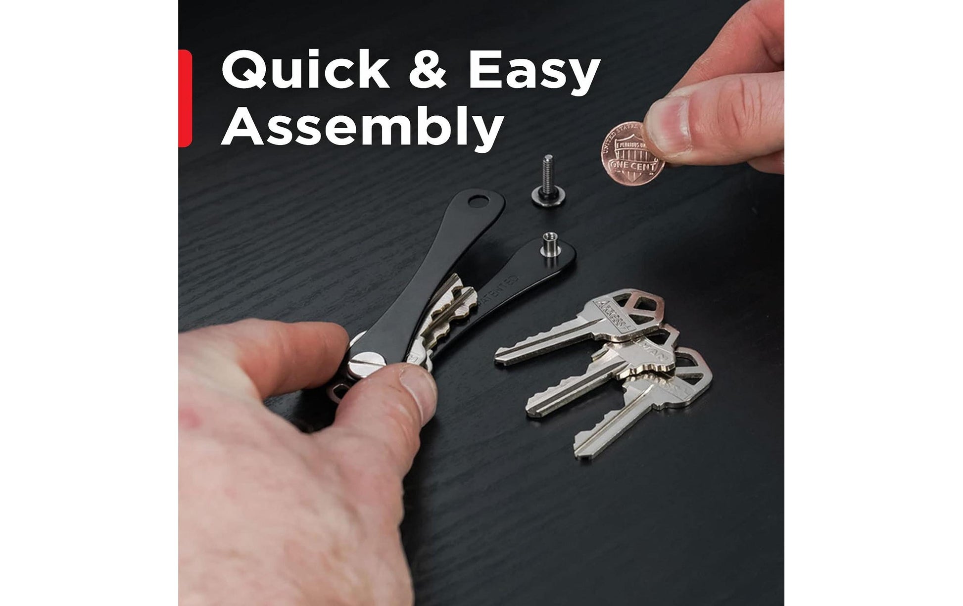 KeySmart Schlüssel-Organizer KS019 – bis zu 8 Schlüssel, Aluminium/Edelstahl, schwarz