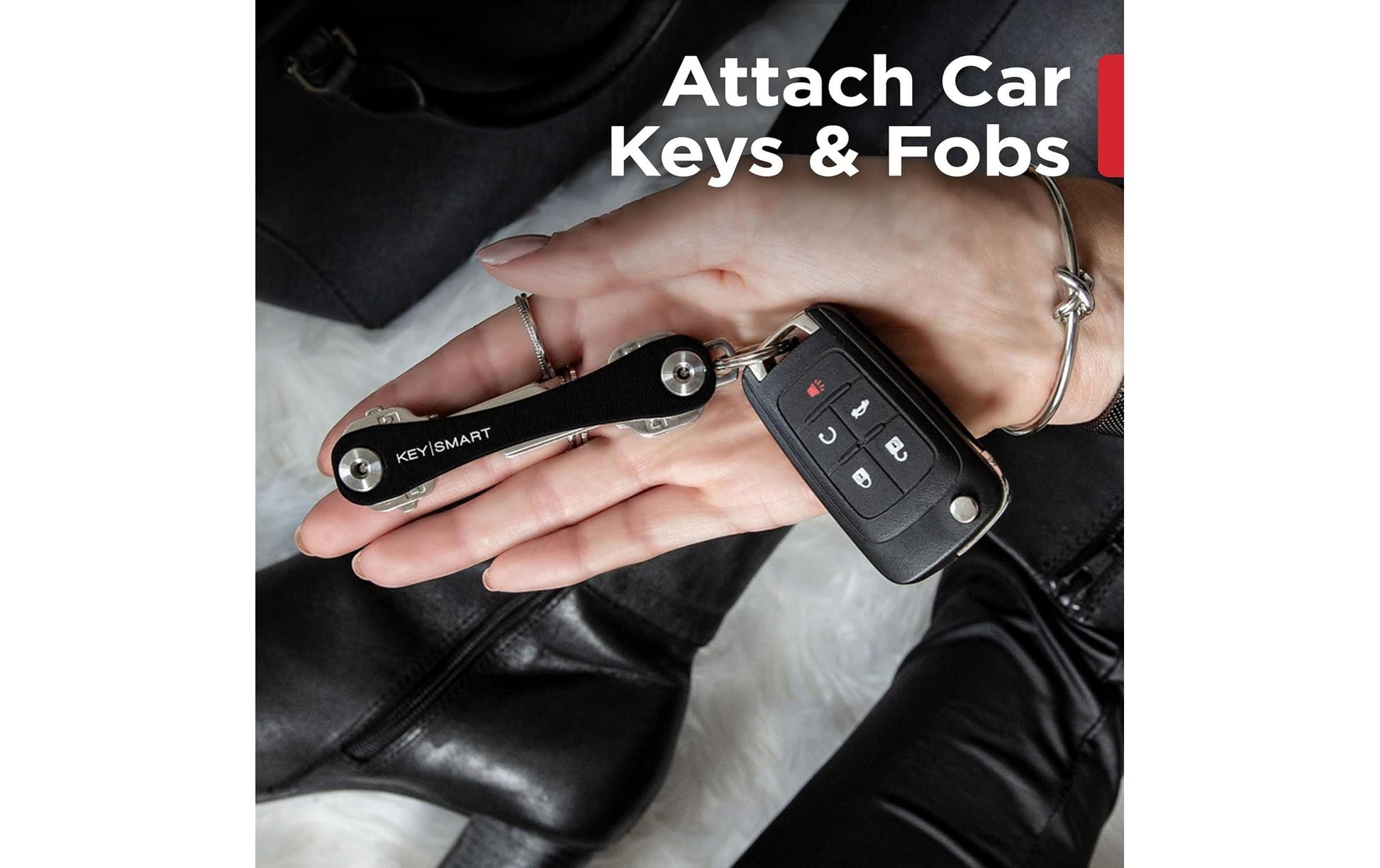 KeySmart Schlüssel-Organizer KS019 – bis zu 8 Schlüssel, Aluminium/Edelstahl, schwarz