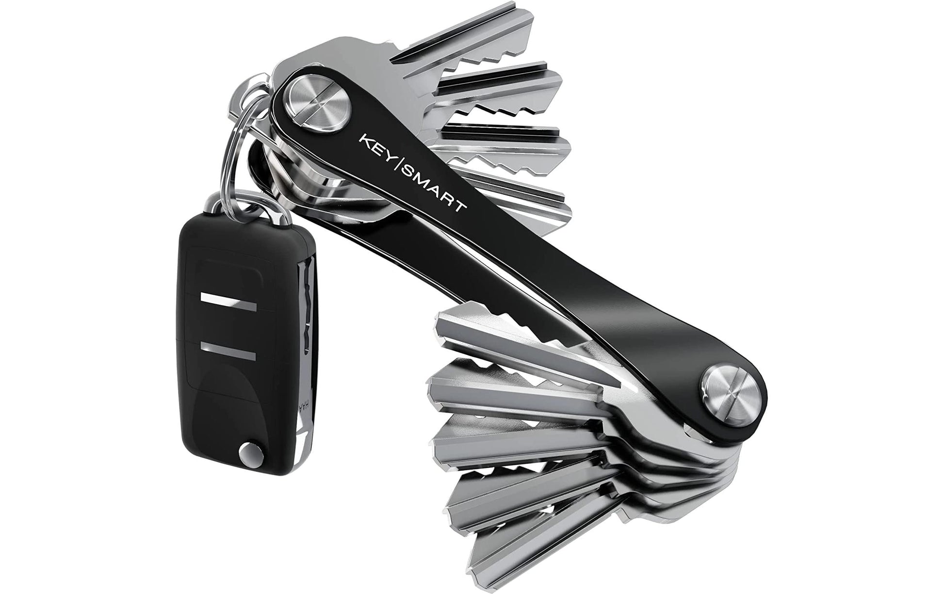 KeySmart Schlüssel-Organizer KS019 – bis zu 8 Schlüssel, Aluminium/Edelstahl, schwarz