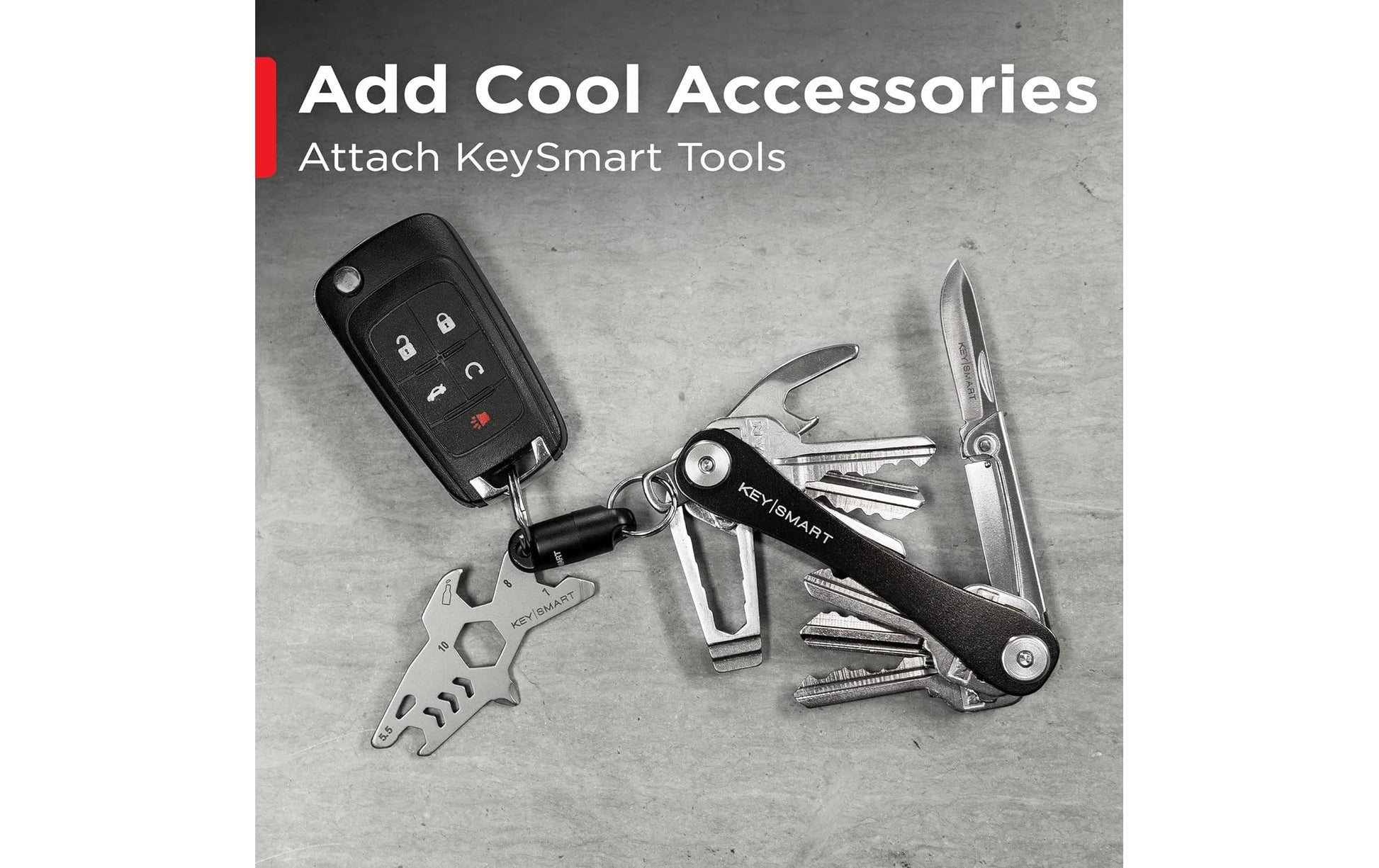 KeySmart Schlüssel-Organizer KS019 – bis zu 8 Schlüssel, Aluminium/Edelstahl, schwarz