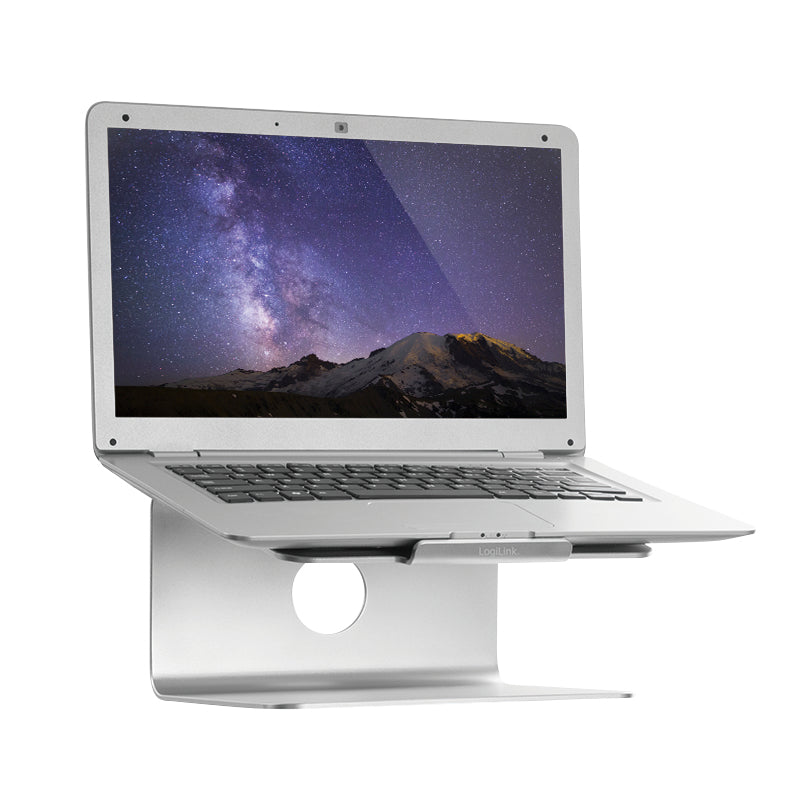 LogiLink Laptop-Ständer – für Notebooks bis 17" – Aluminium, 360° drehbar – Silber