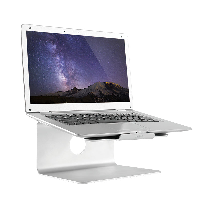 LogiLink Laptop-Ständer – für Notebooks bis 17" – Aluminium, 360° drehbar – Silber