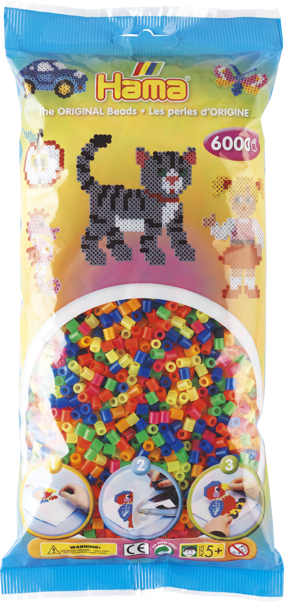 Hama Beads Hama Kunststoff-Bügelperlen – 6000 Stk., mehrfarbig, neon