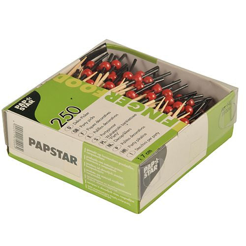 Papstar Bambus-Spiesse Pearl – Rot – 7 cm – Bambus – 250 Stk