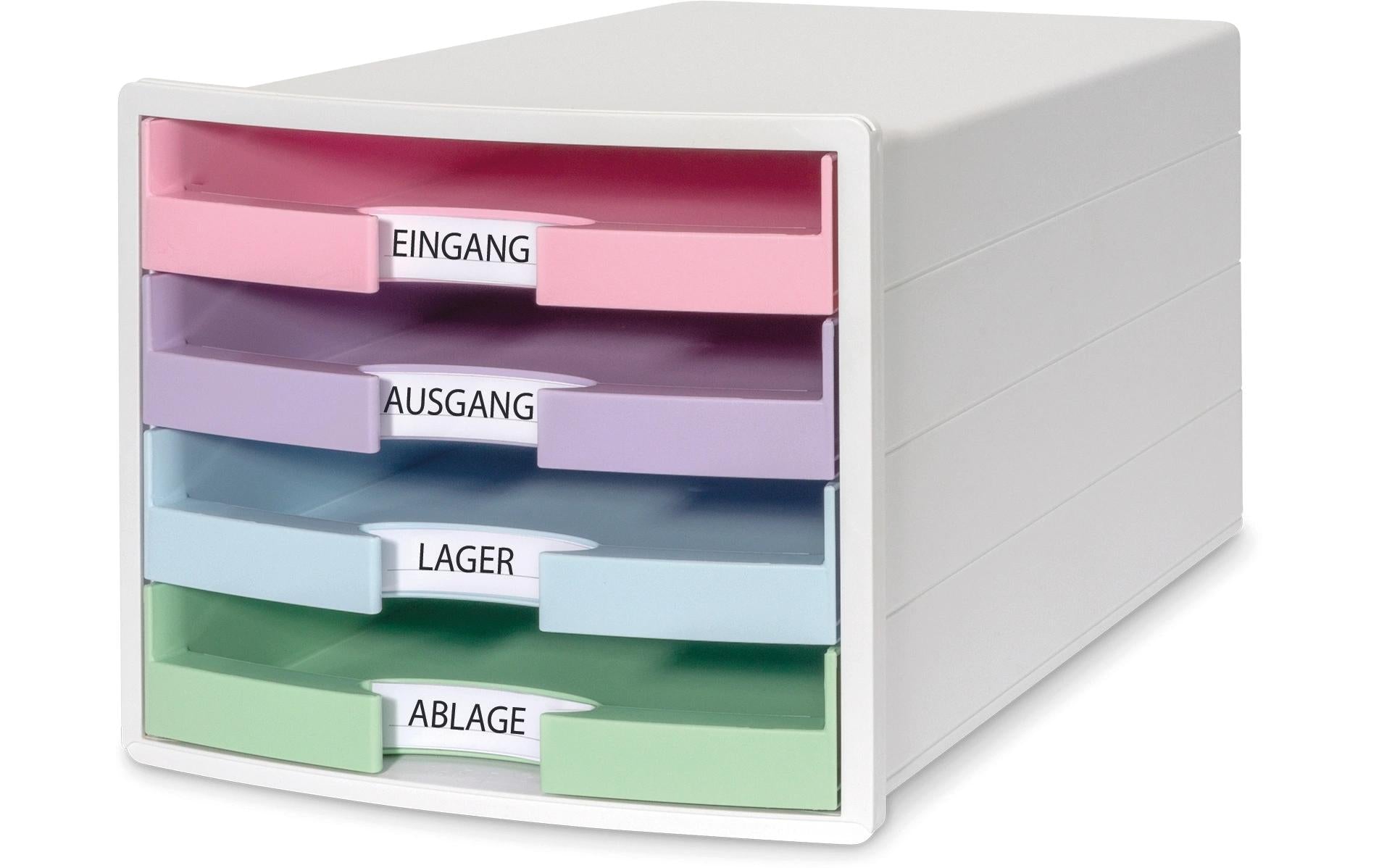 HAN Impuls Schubladenelement – 4 Schubladen, für A4/C4, weiss, Polystyrol (PS), B 280 × H 235 × T 367 mm