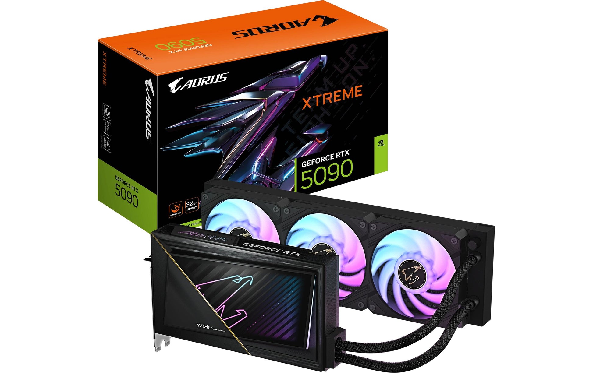GIGABYTE GV-N5090AORUSX W-32GD – PCIe Grafikkarte – 3×DP, 1×HDMI, PCIe 5.0, 32 GB GDDR7, 1×16-Pin