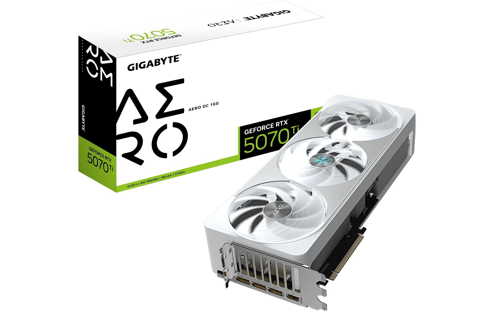 GIGABYTE GeForce RTX 5070 Ti AERO OC 16G – Grafikkarte – 16 GB GDDR7, PCIe 5.0, 3×DP 2.1a/1×HDMI 2.1b, Weiss