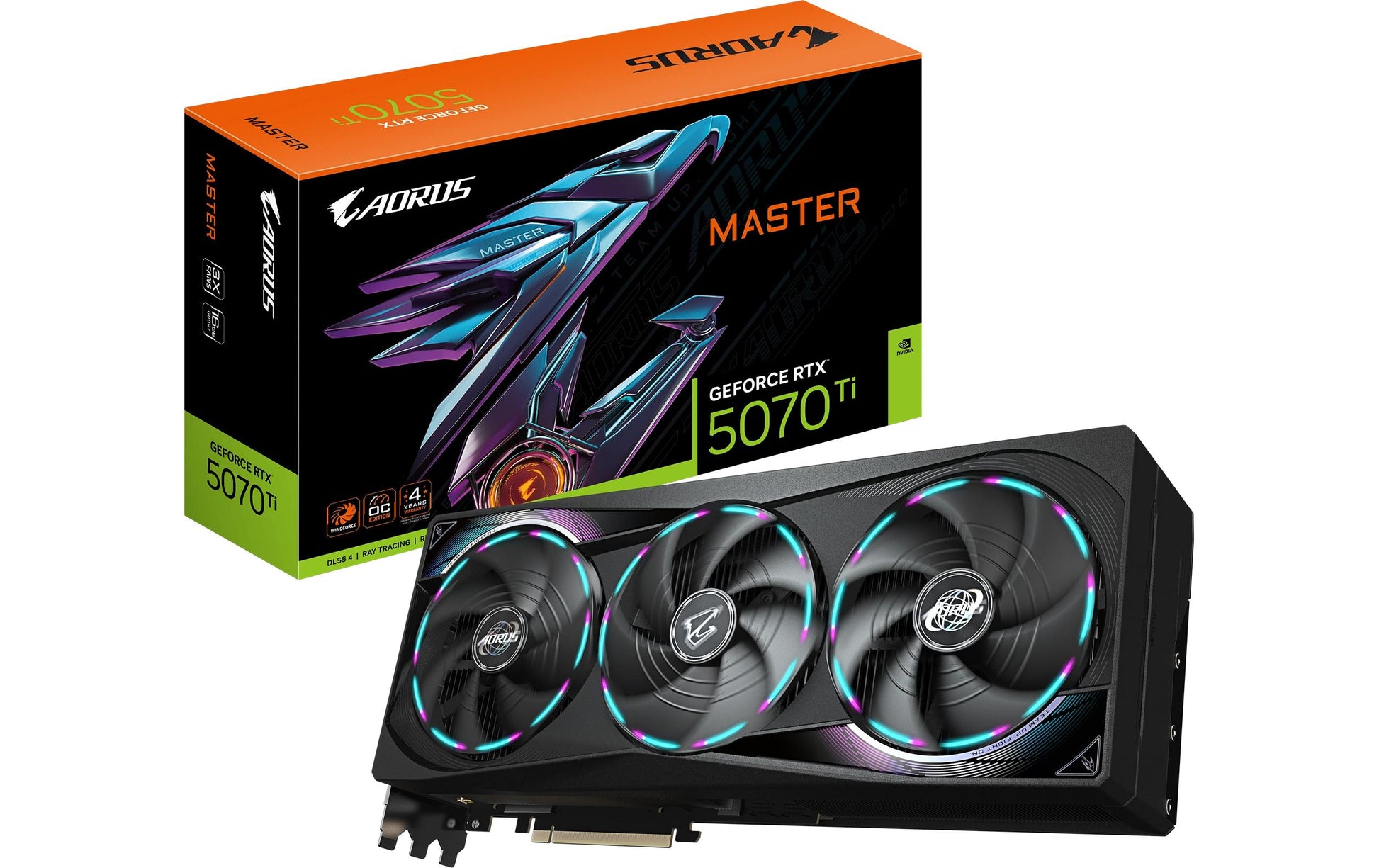 GIGABYTE AORUS GeForce RTX 5070 Ti MASTER 16G – PCIe Grafikkarte – 3×DP 2.1a, 1×HDMI 2.1b, PCIe 5.0, 300 W