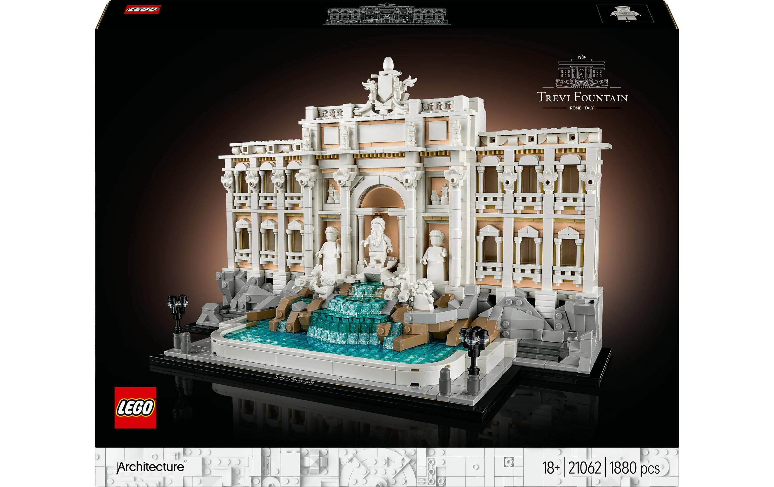 LEGO 3D Puzzle Trevi-Brunnen – 1880 Teile – 37,8 × 9,4 × 48 cm – ab 18 J.