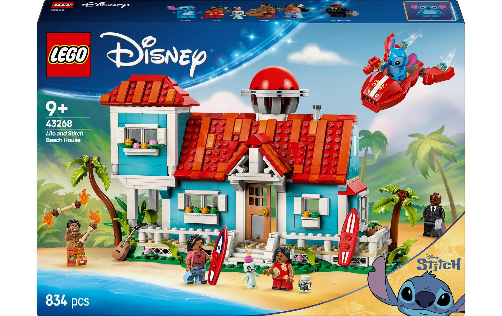 LEGO 3D Puzzle Strandhaus Lilo & Stitch – 834-teilig – 26,2 × 7,1 × 38,2 cm – ab 9 Jahren