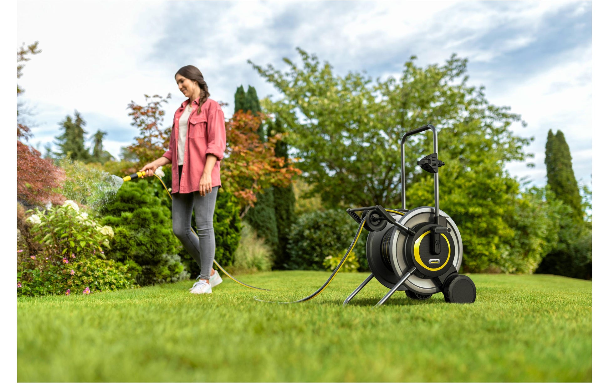 Kärcher HT 6 M Schlauchwagen – manuell, mit 2 Rädern, schwarz, B 475 × H 896 × T 565 mm