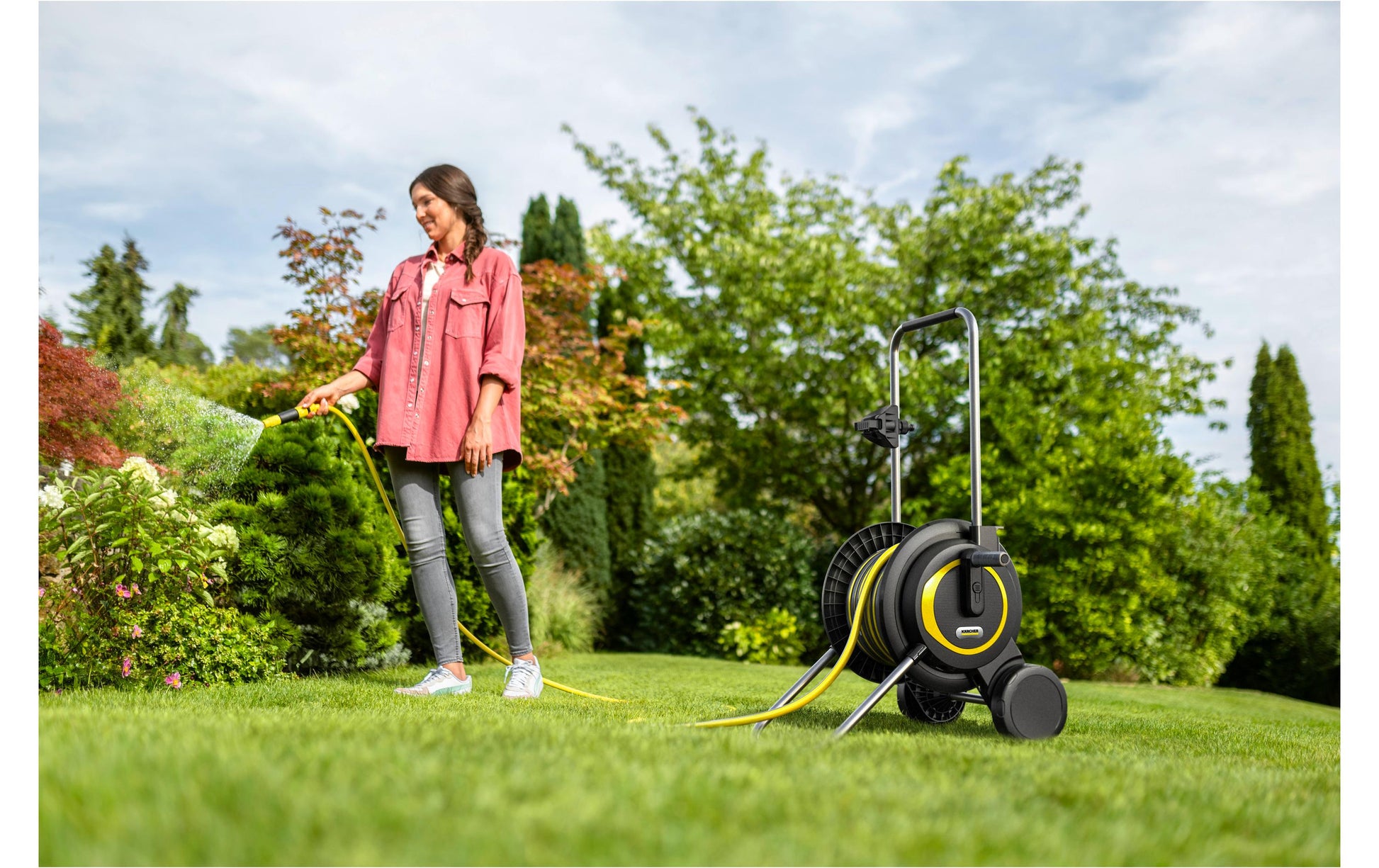 Kärcher Schlauchwagen HT 3.20 – 20 m Schlauch, Schwarz, Gelb, Metallrahmen