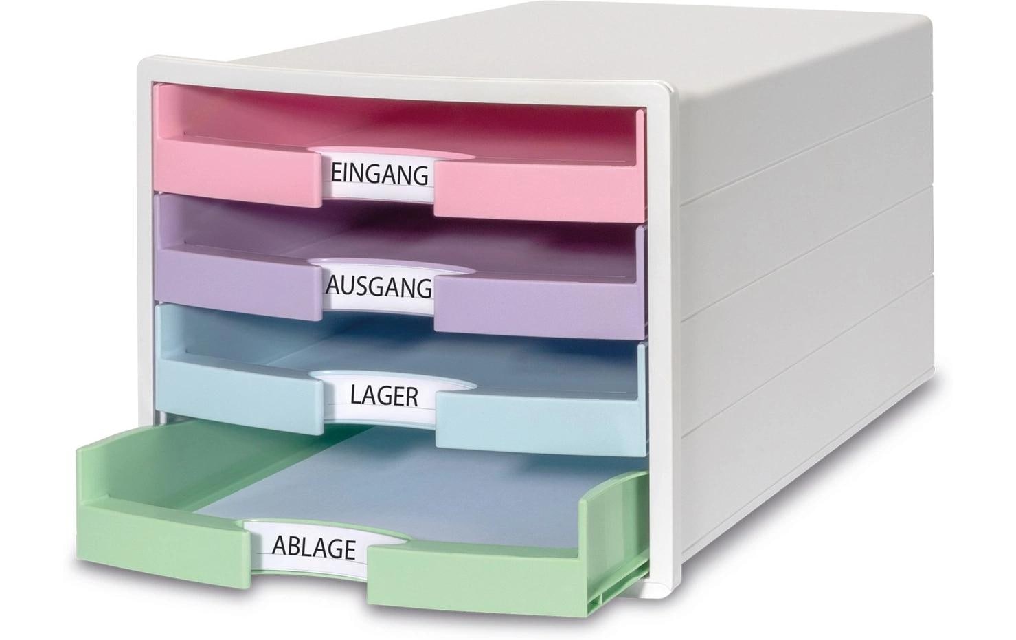HAN Impuls Schubladenelement – 4 Schubladen, für A4/C4, weiss, Polystyrol (PS), B 280 × H 235 × T 367 mm