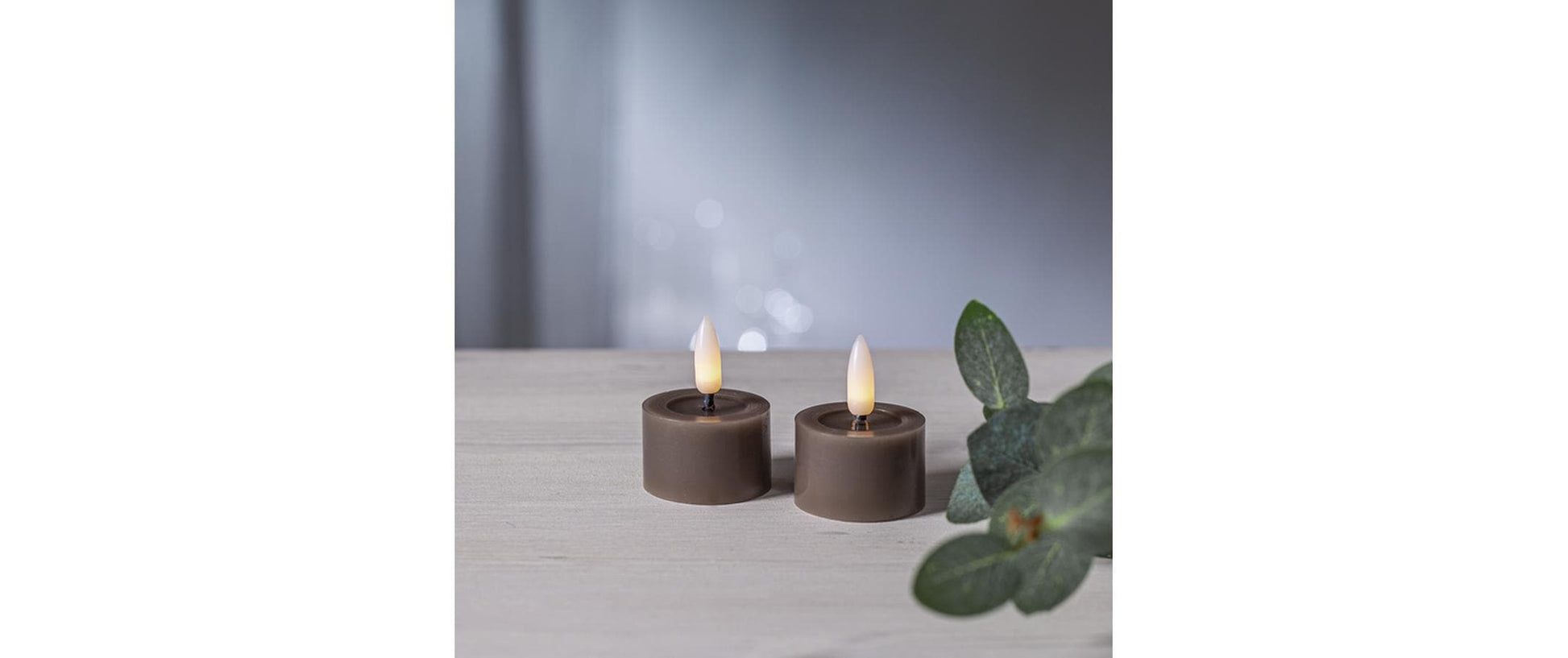 Star Trading LED-Teelicht Flow – CR2032 (2×, inkl.), Timer, IP20 – Braun