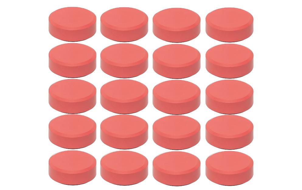 MAULpro Recycling Facettenrand Tafelmagnete – Ø 29 mm, rot, Polystyrol (PS), 20 Stk.