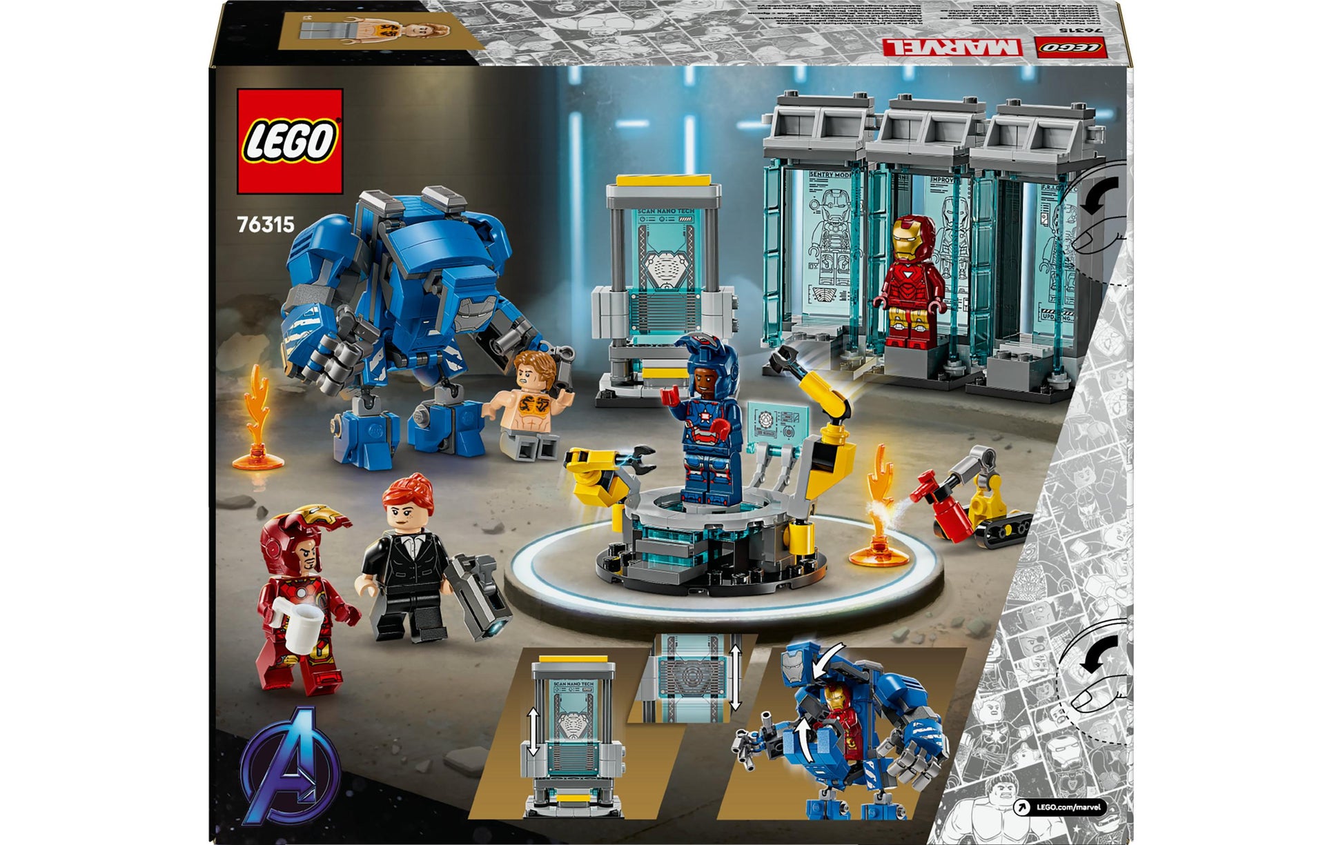 LEGO 3D Puzzle Halle der Rüstungen – Iron Man (Marvel) – 384-teilig – 22,2×6,2×26,2 cm – ab 8 J.